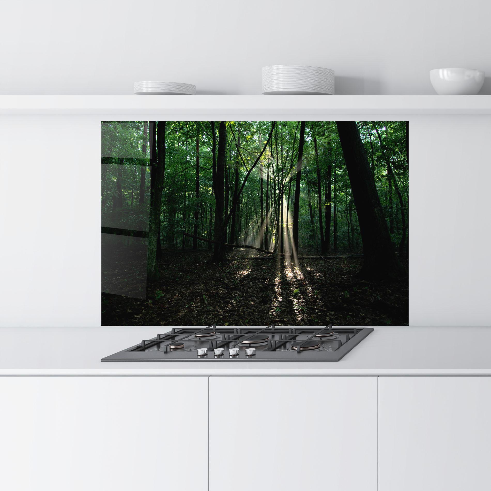 Panou Sticla Bucatarie Forest Sun Light mockup 9