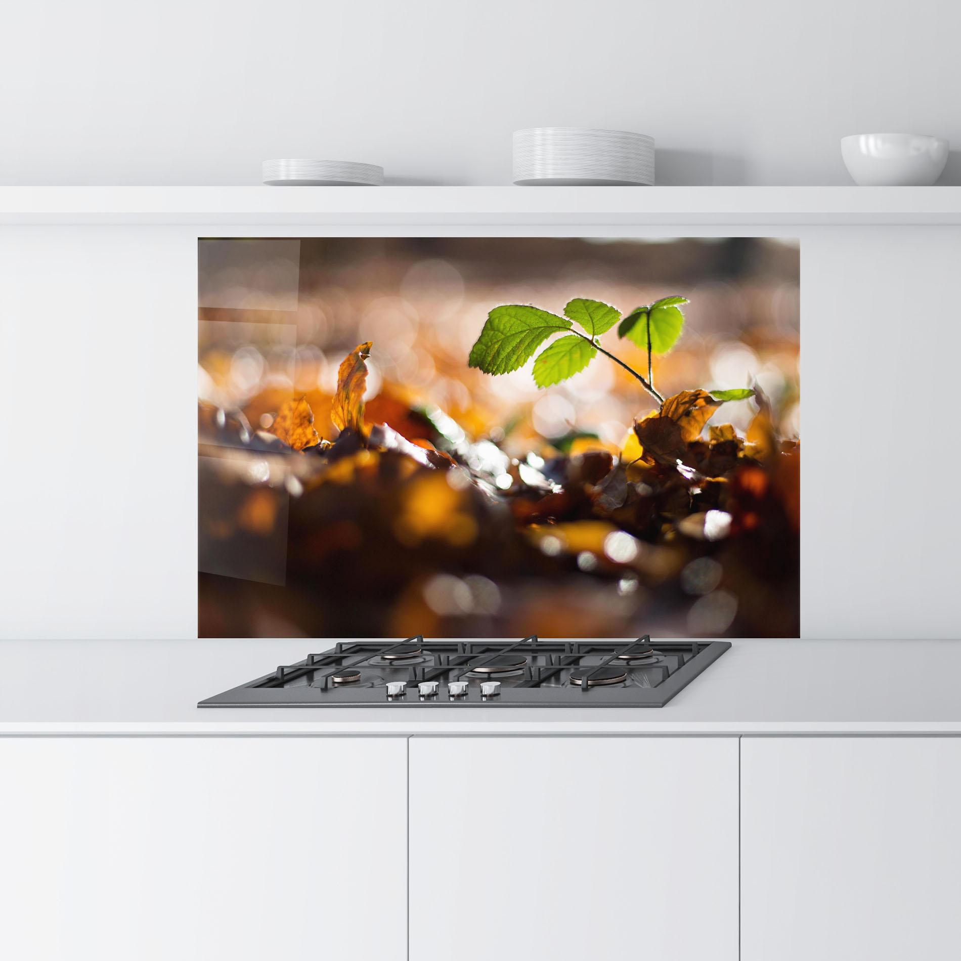 Panou Sticla Bucatarie Green Leaf Autumn mockup 9