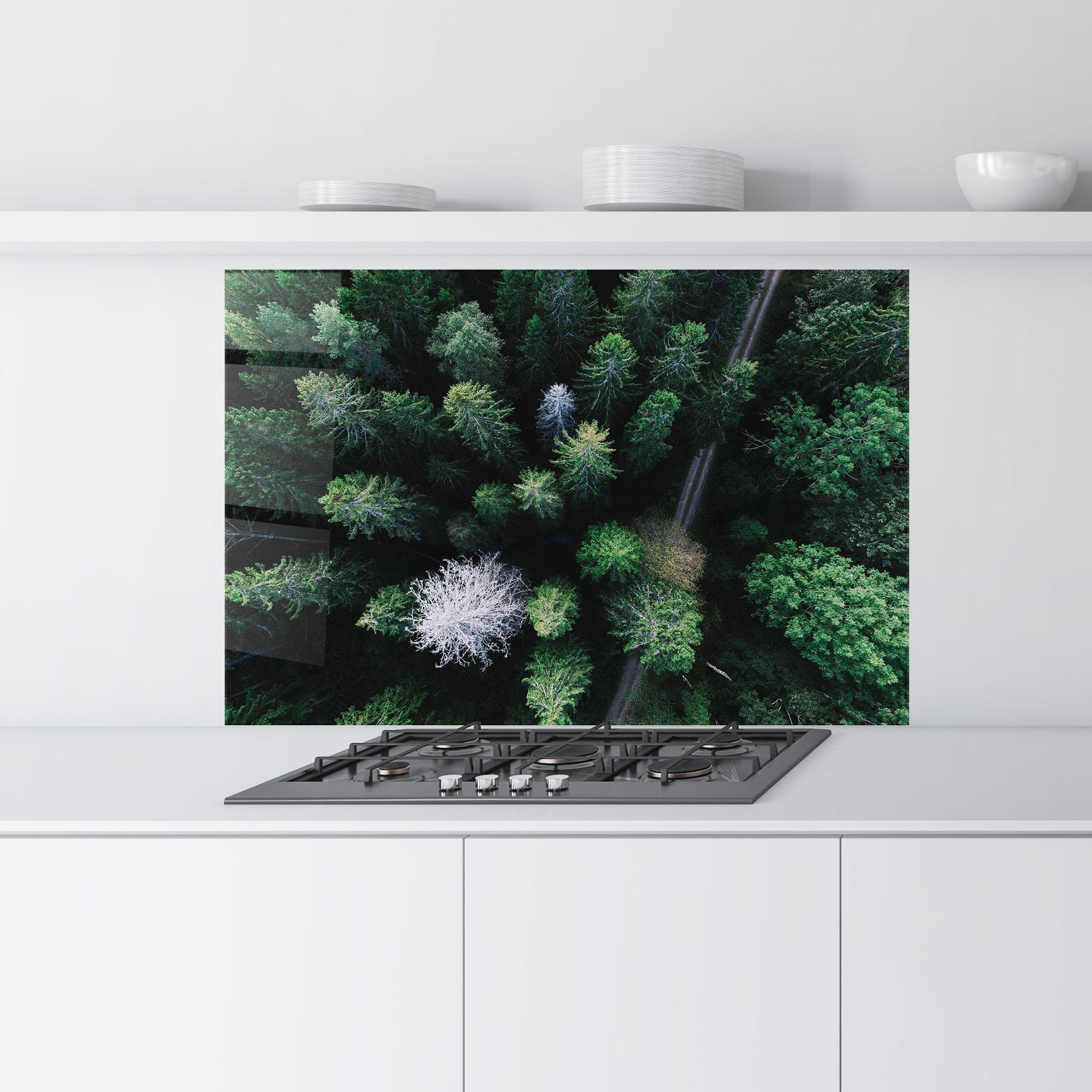 Panou Sticla Bucatarie Green Trees Road mockup 9