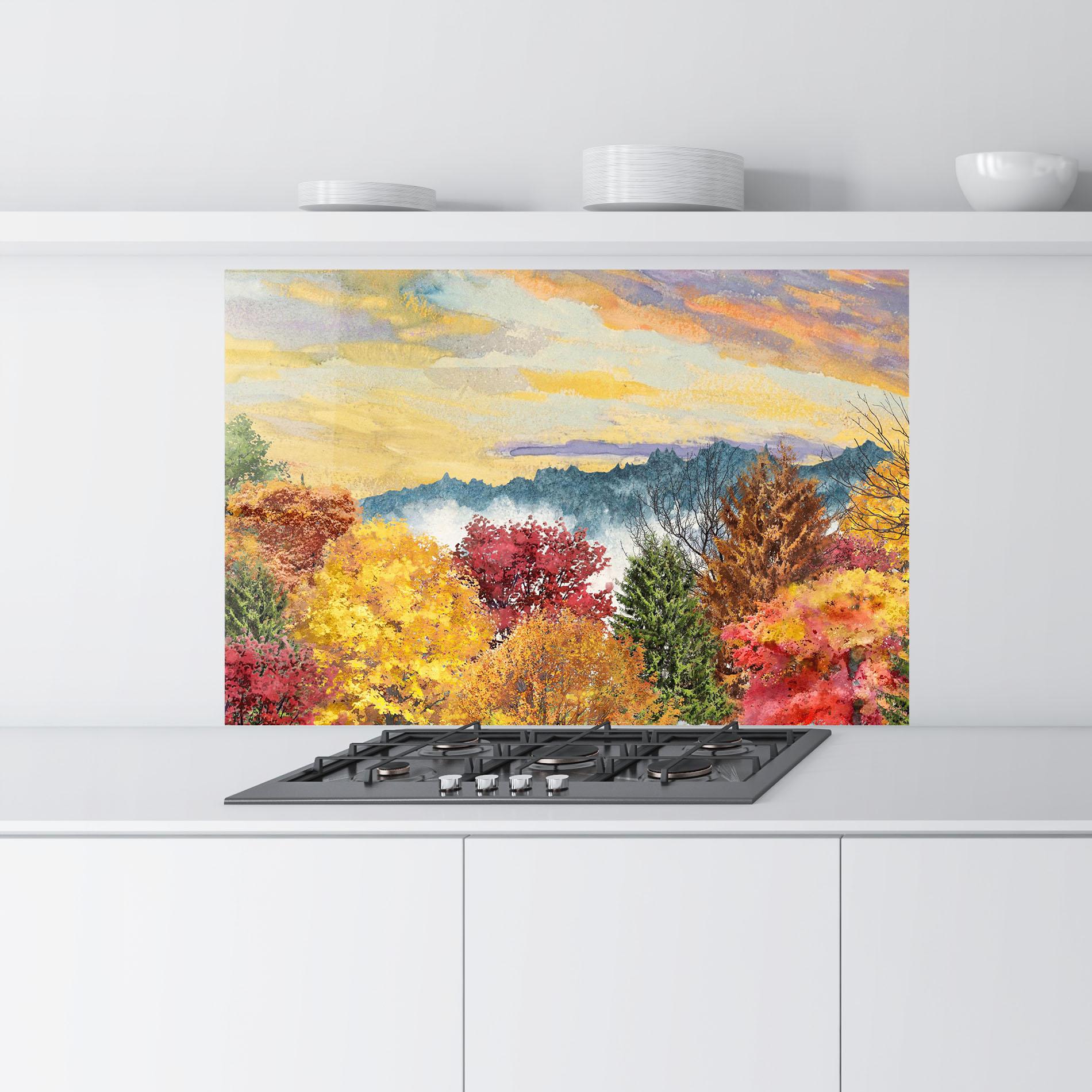 Panou Sticla Bucatarie Mix Color Trees mockup 9