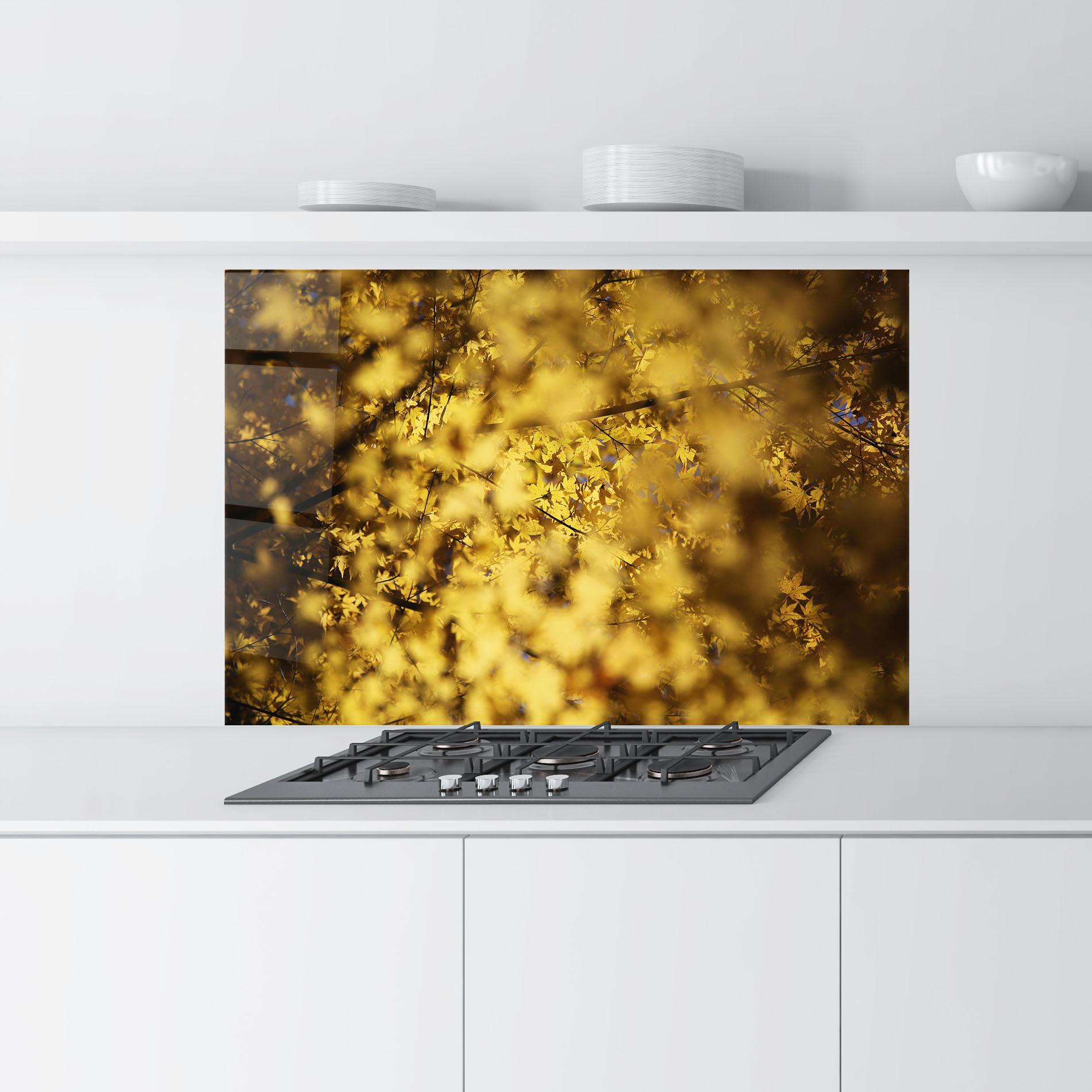 Panou Sticla Bucatarie Yellow Leaf Forest mockup 9
