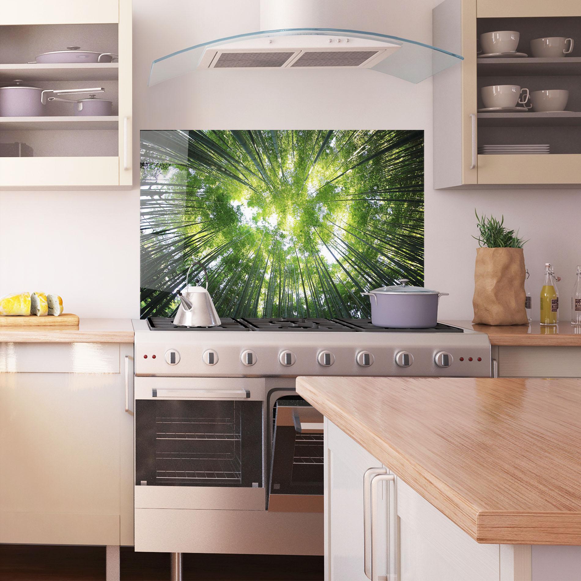 Panou Sticla Bucatarie Big Trees Morning mockup 1