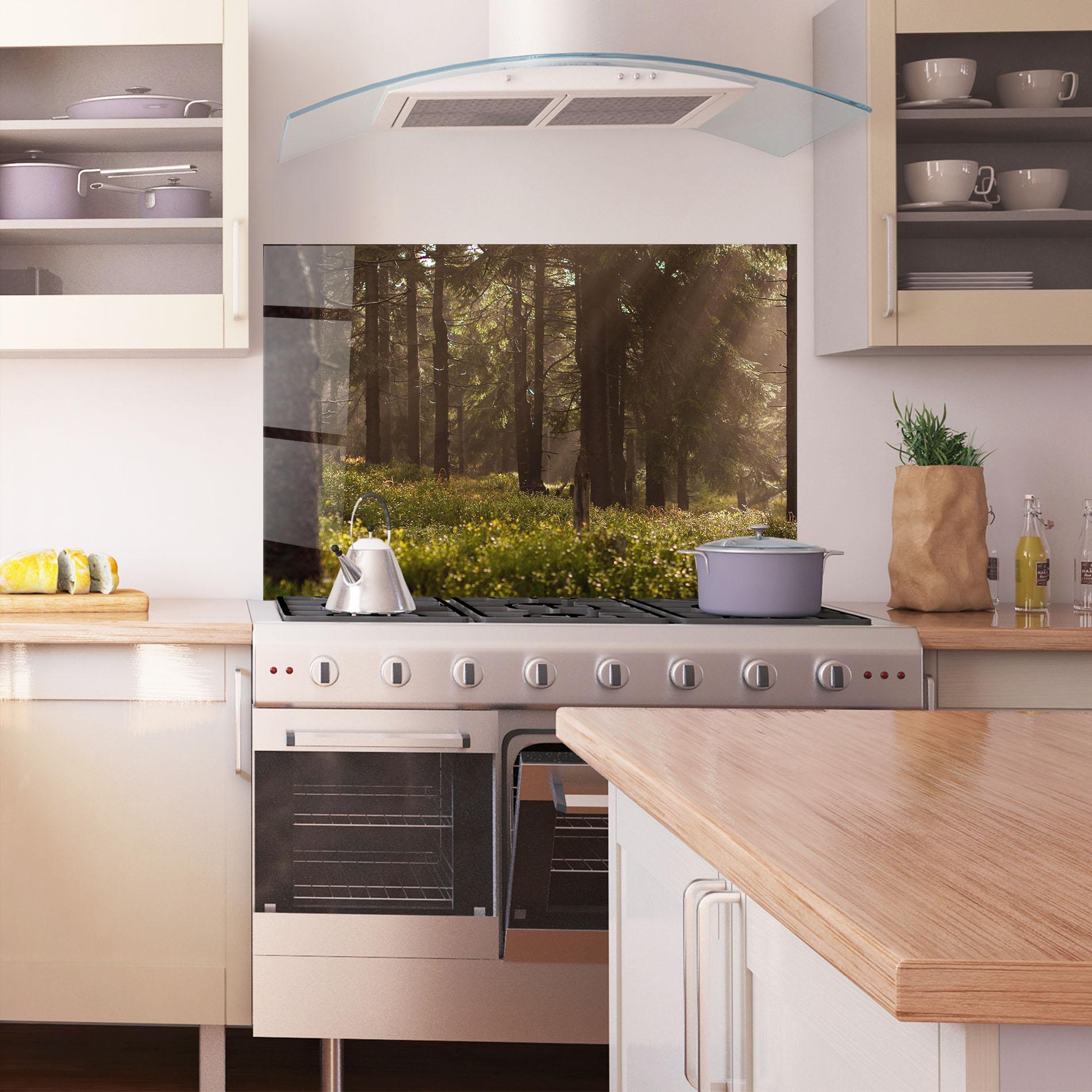 Panou Sticla Bucatarie Daylight Forest mockup 1