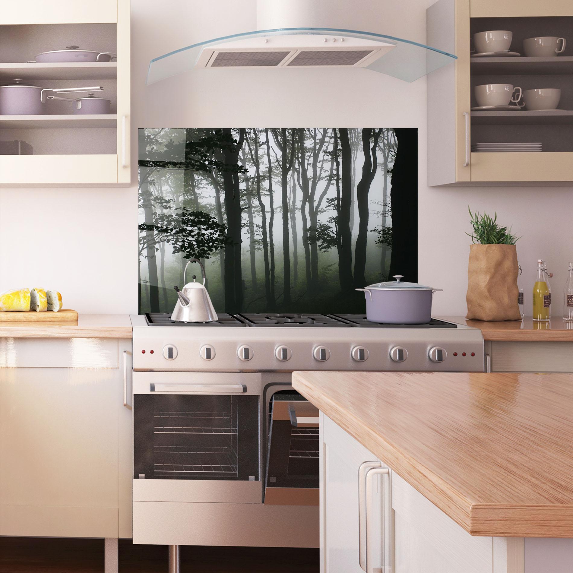 Panou Sticla Bucatarie Foggy Black Tree mockup 1