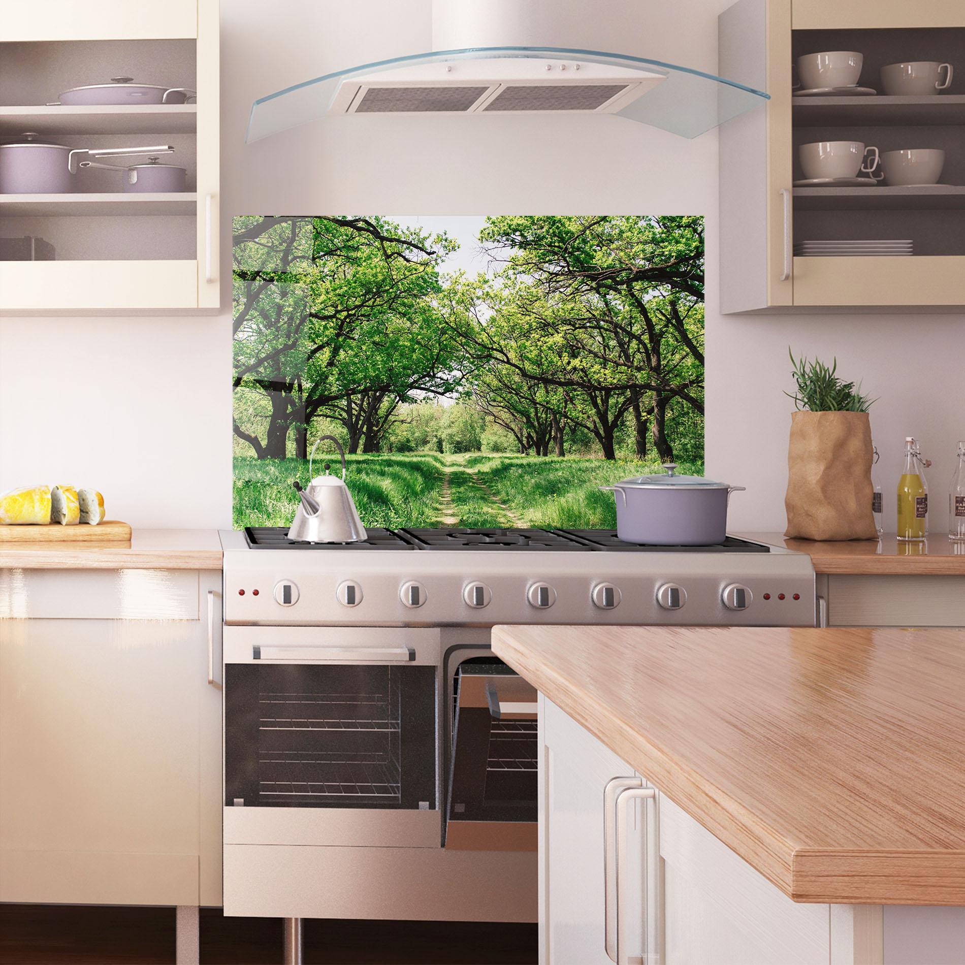 Panou Sticla Bucatarie Forest Green Path mockup 1