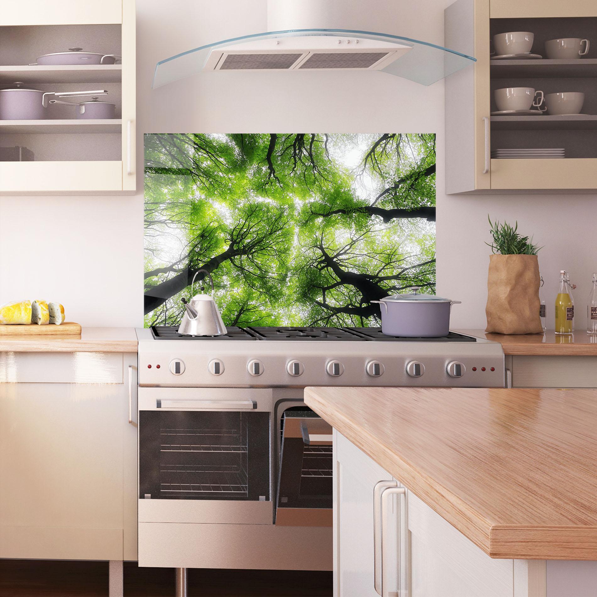 Panou Sticla Bucatarie Forest Green Tree mockup 1