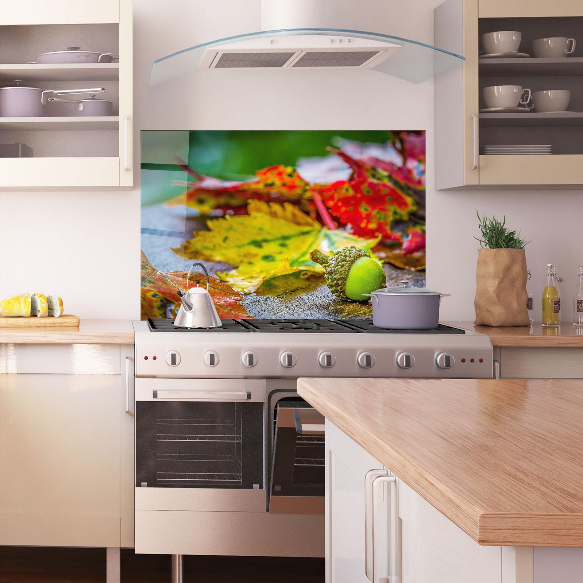 Panou Sticla Bucatarie Leaf Color Forest mockup 1