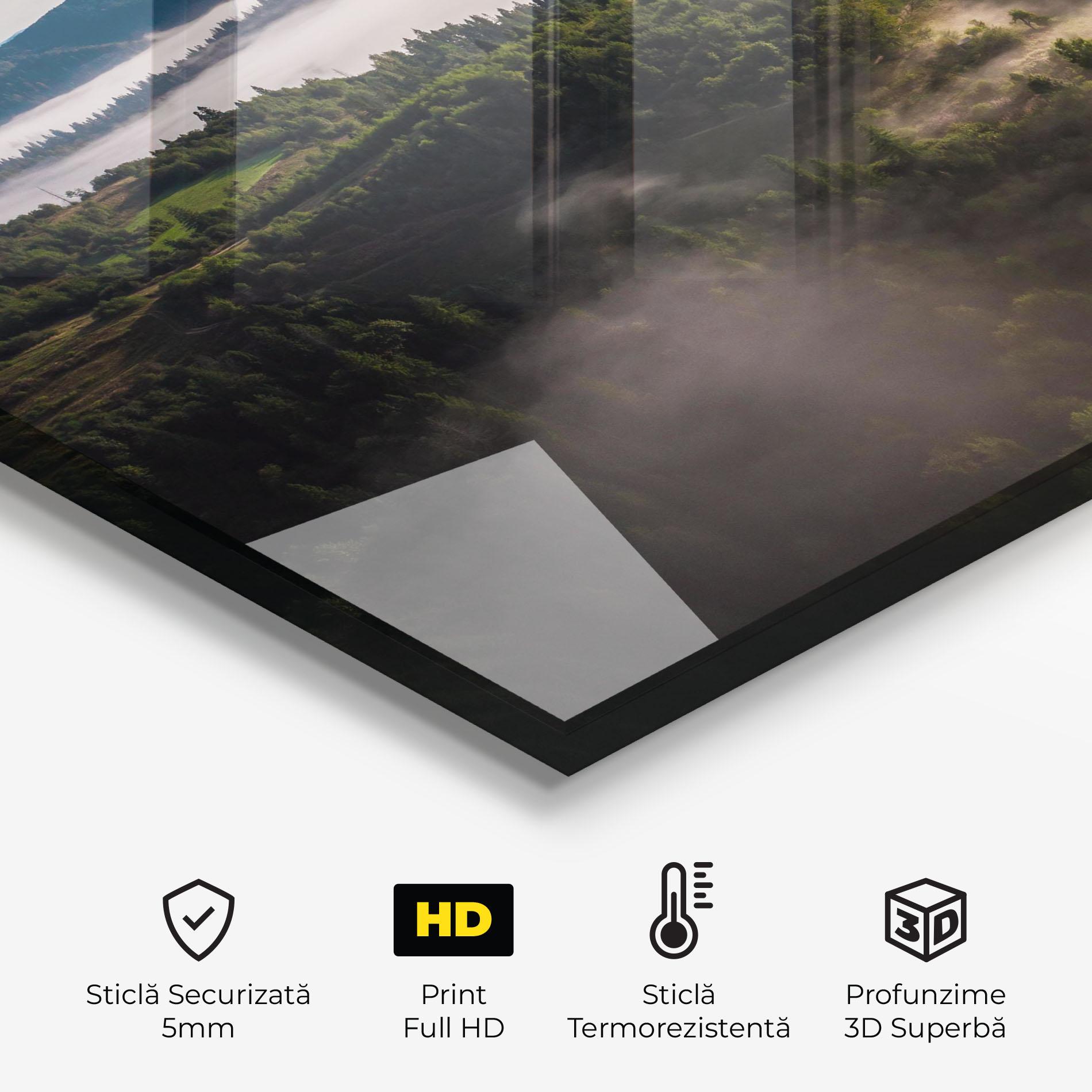 Panou Sticla Bucatarie Foggy Forest View mockup 2