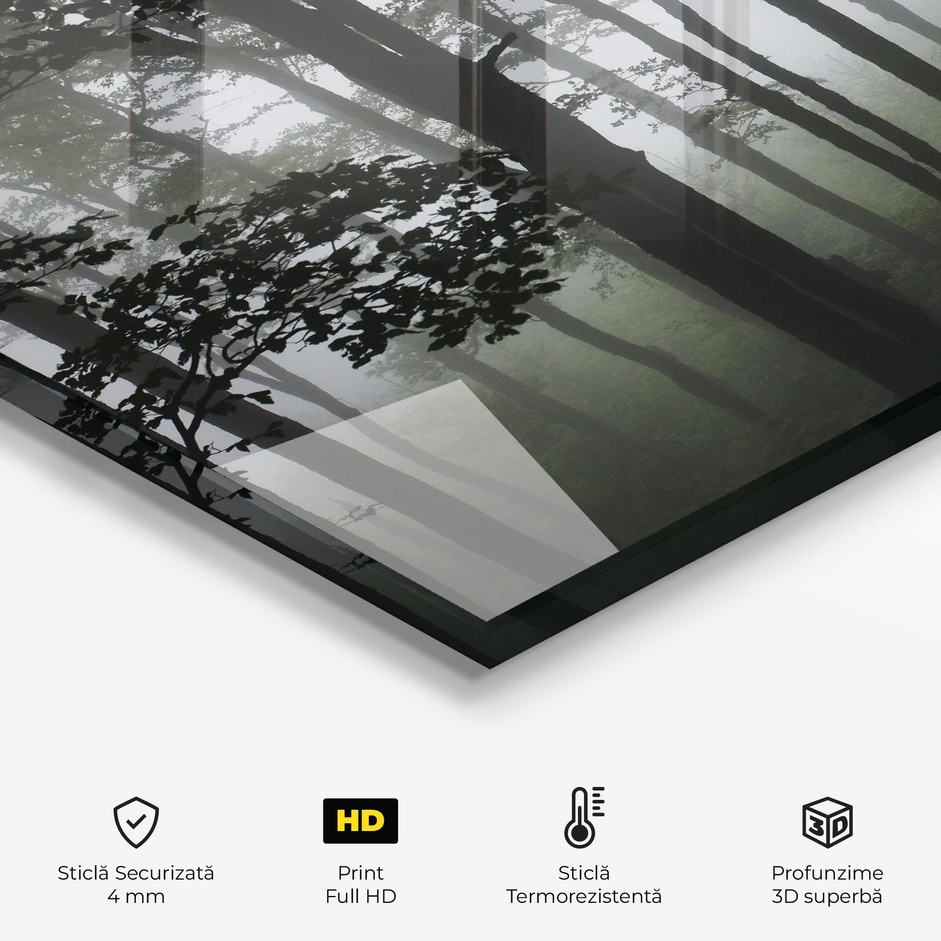 Panou Sticla Bucatarie Foggy Black Tree mockup 2