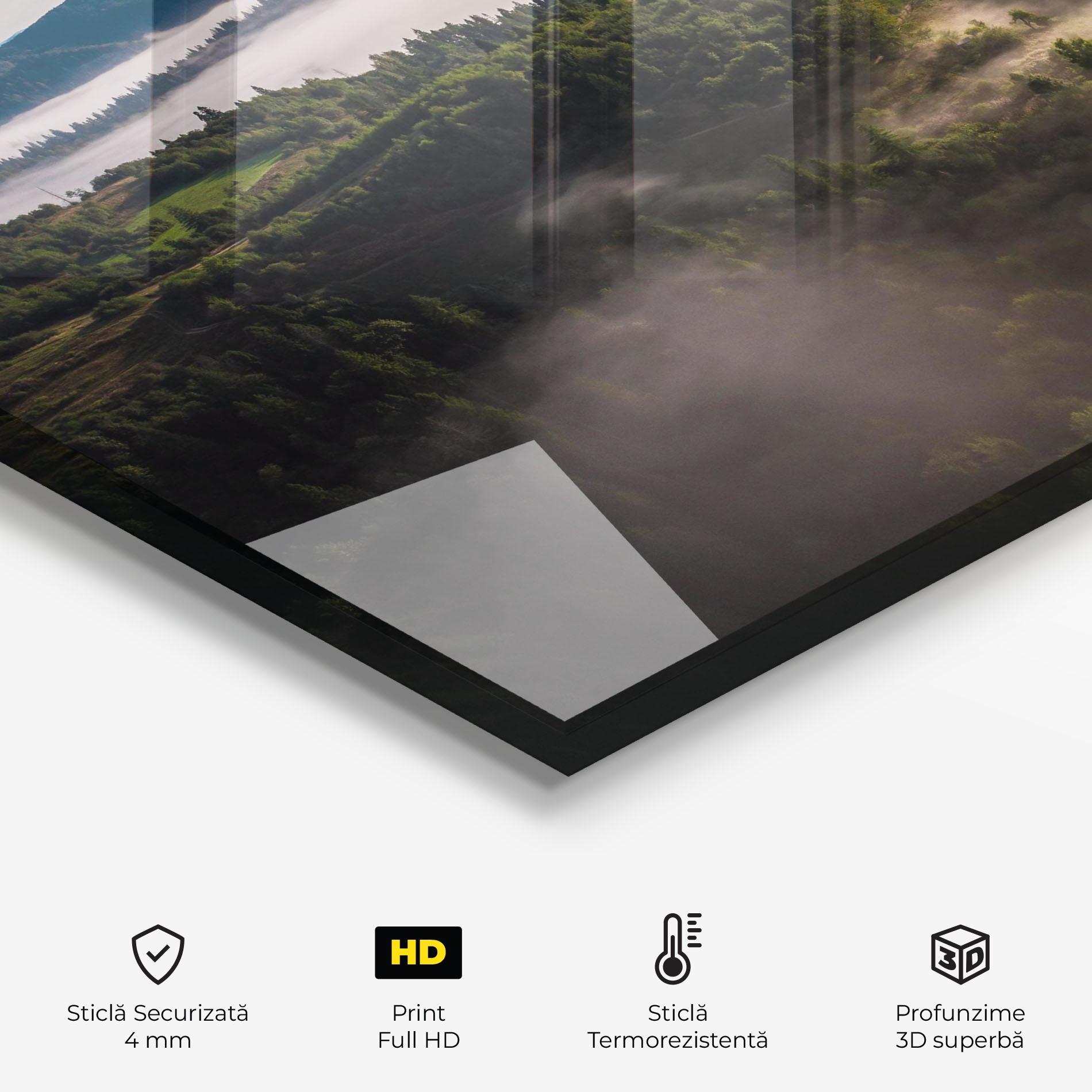 Panou Sticla Bucatarie Foggy Forest View mockup 2