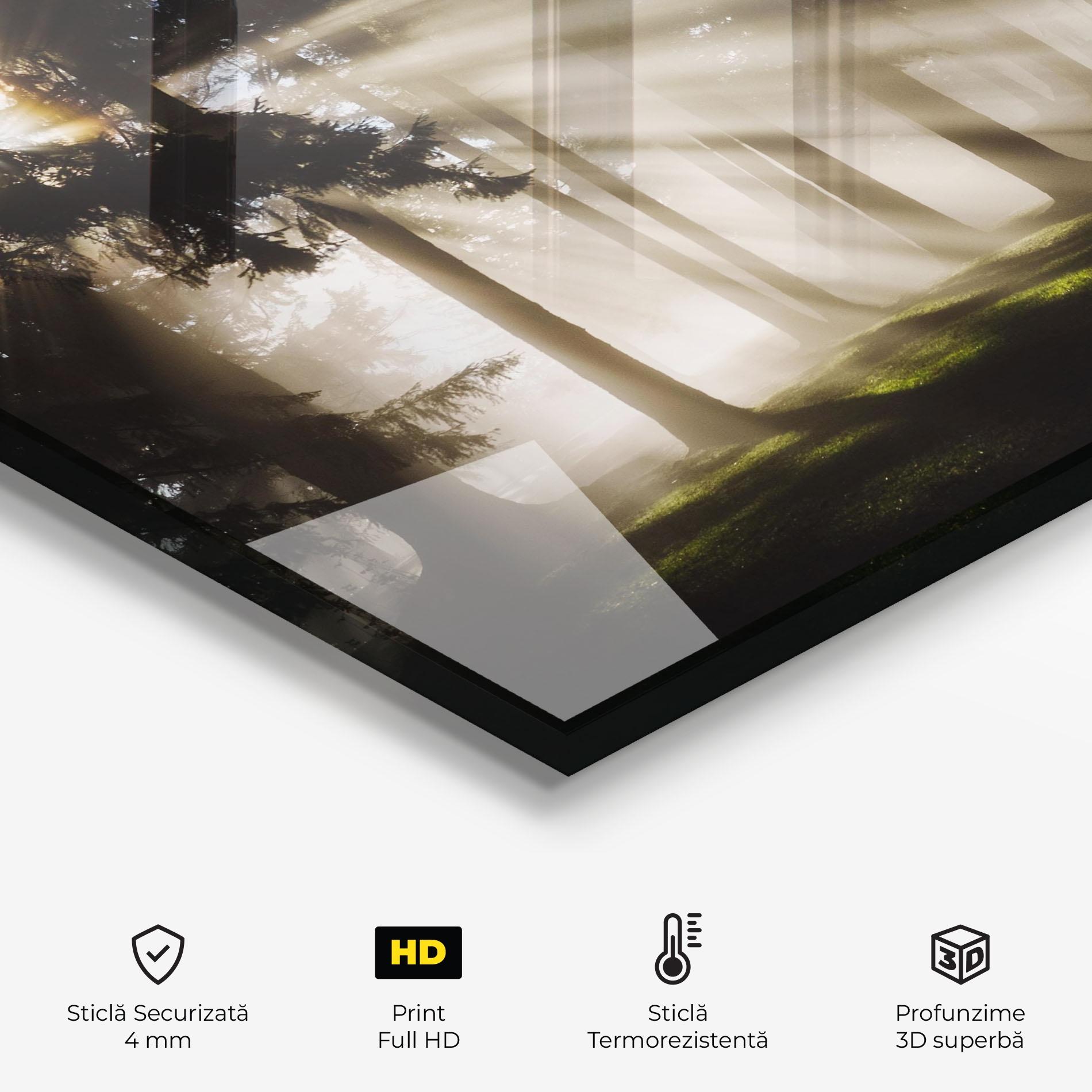 Panou Sticla Bucatarie Forest Foggy Daylight mockup 2