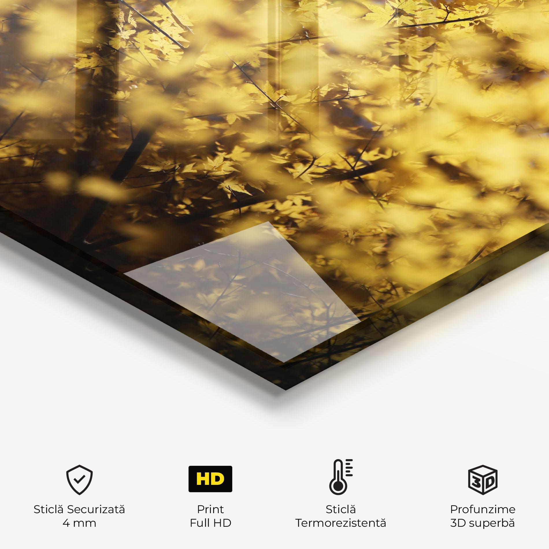 Panou Sticla Bucatarie Yellow Leaf Forest mockup 2