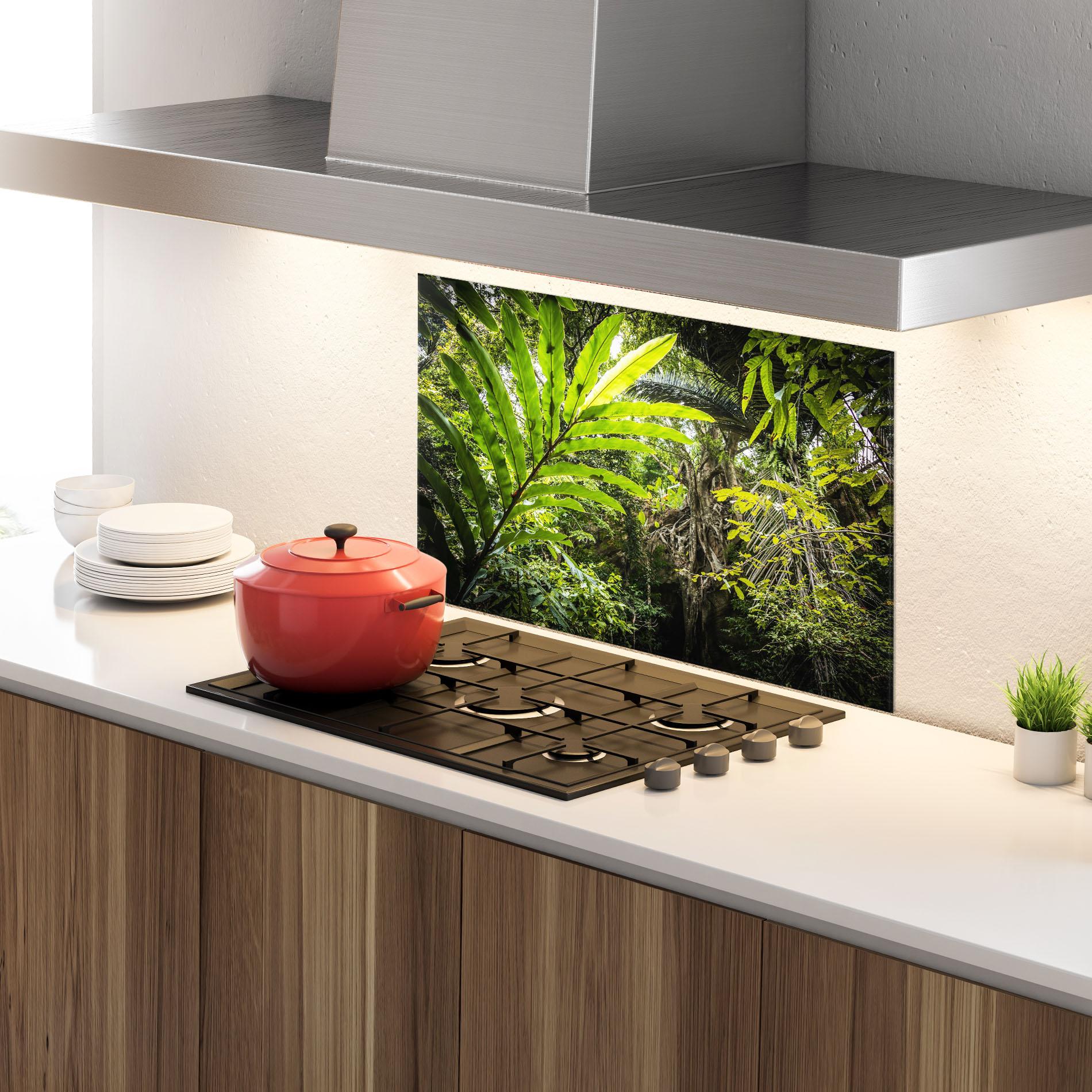 Panou Sticla Bucatarie Big Leaf Forest mockup 4