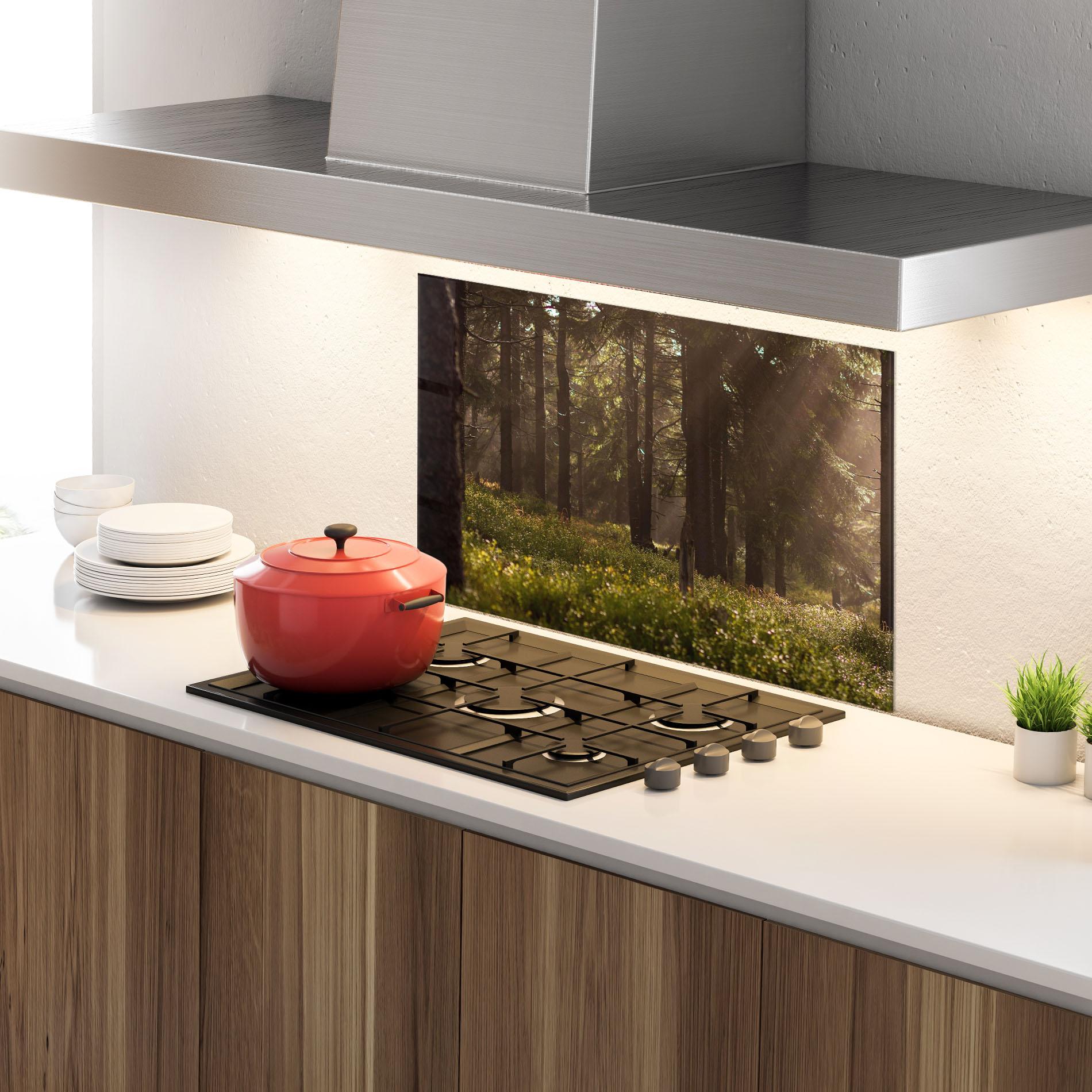 Panou Sticla Bucatarie Daylight Forest mockup 4