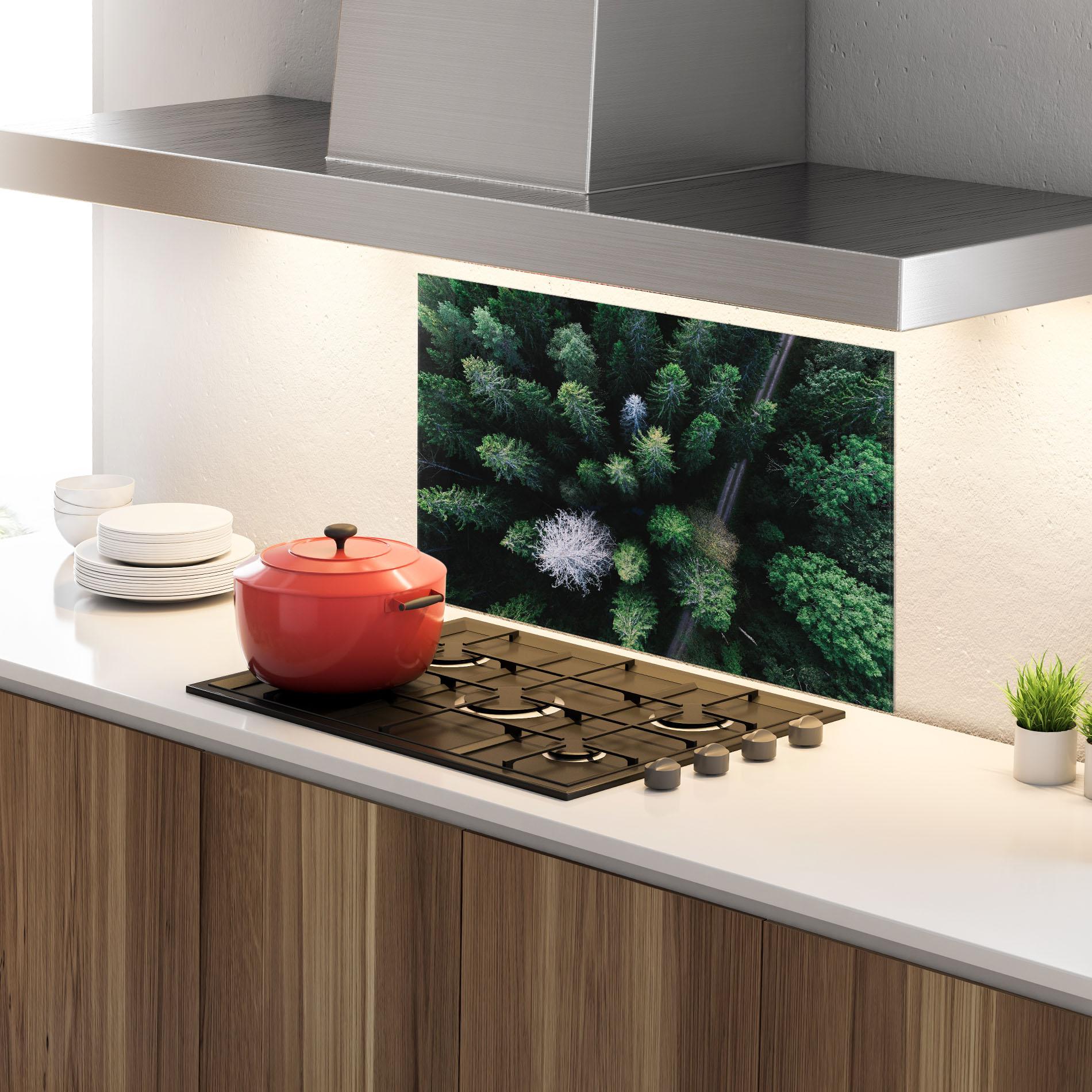 Panou Sticla Bucatarie Green Trees Road mockup 4