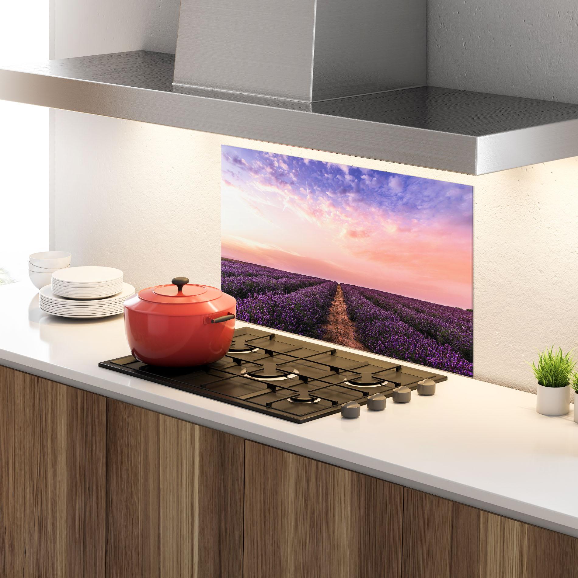 Panou Sticla Bucatarie Lavender Field mockup 4
