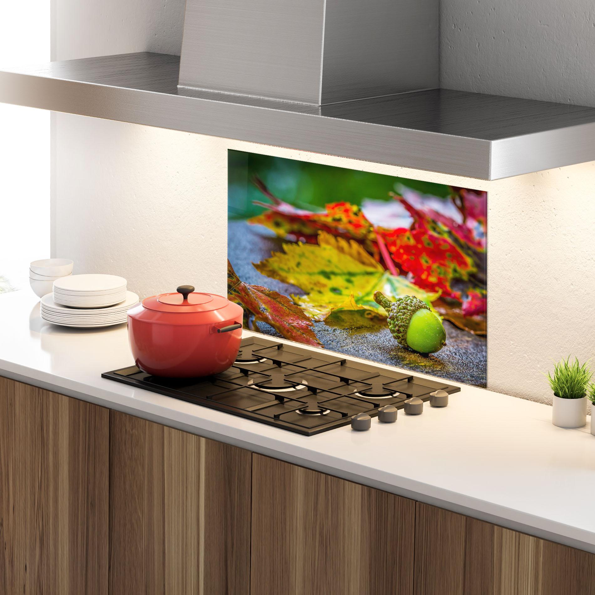 Panou Sticla Bucatarie Leaf Color Forest mockup 4