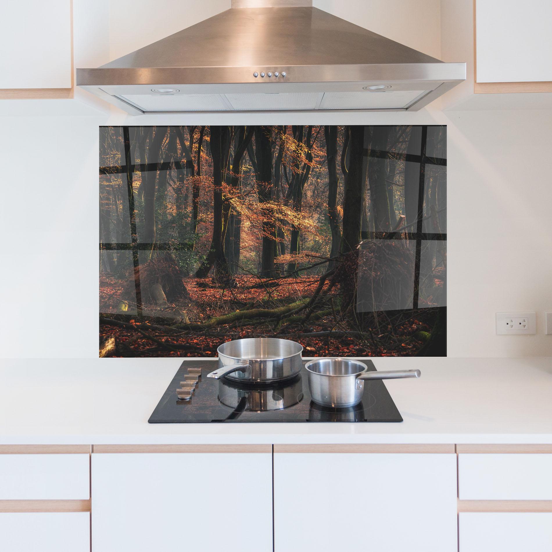 Panou Sticla Bucatarie Autumn Forest Trees mockup 5