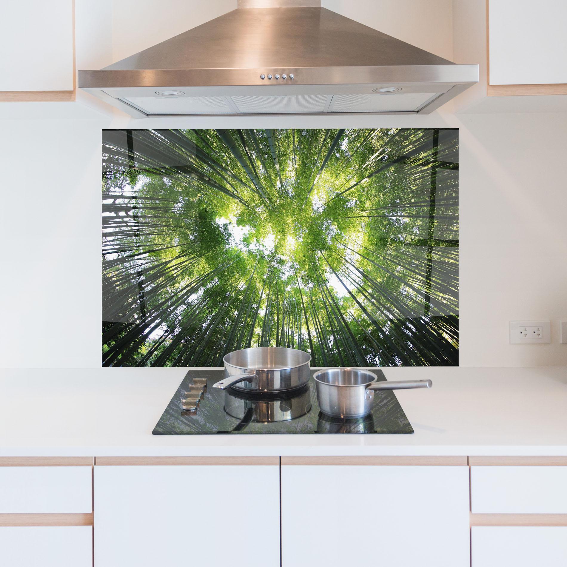 Panou Sticla Bucatarie Big Trees Morning mockup 5