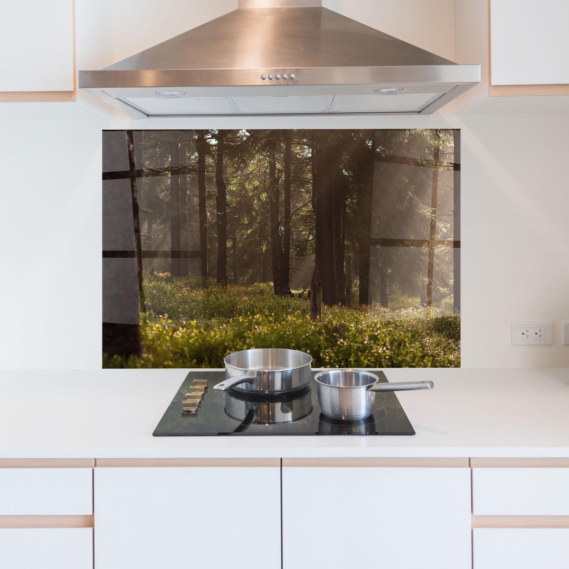 Panou Sticla Bucatarie Daylight Forest mockup 5