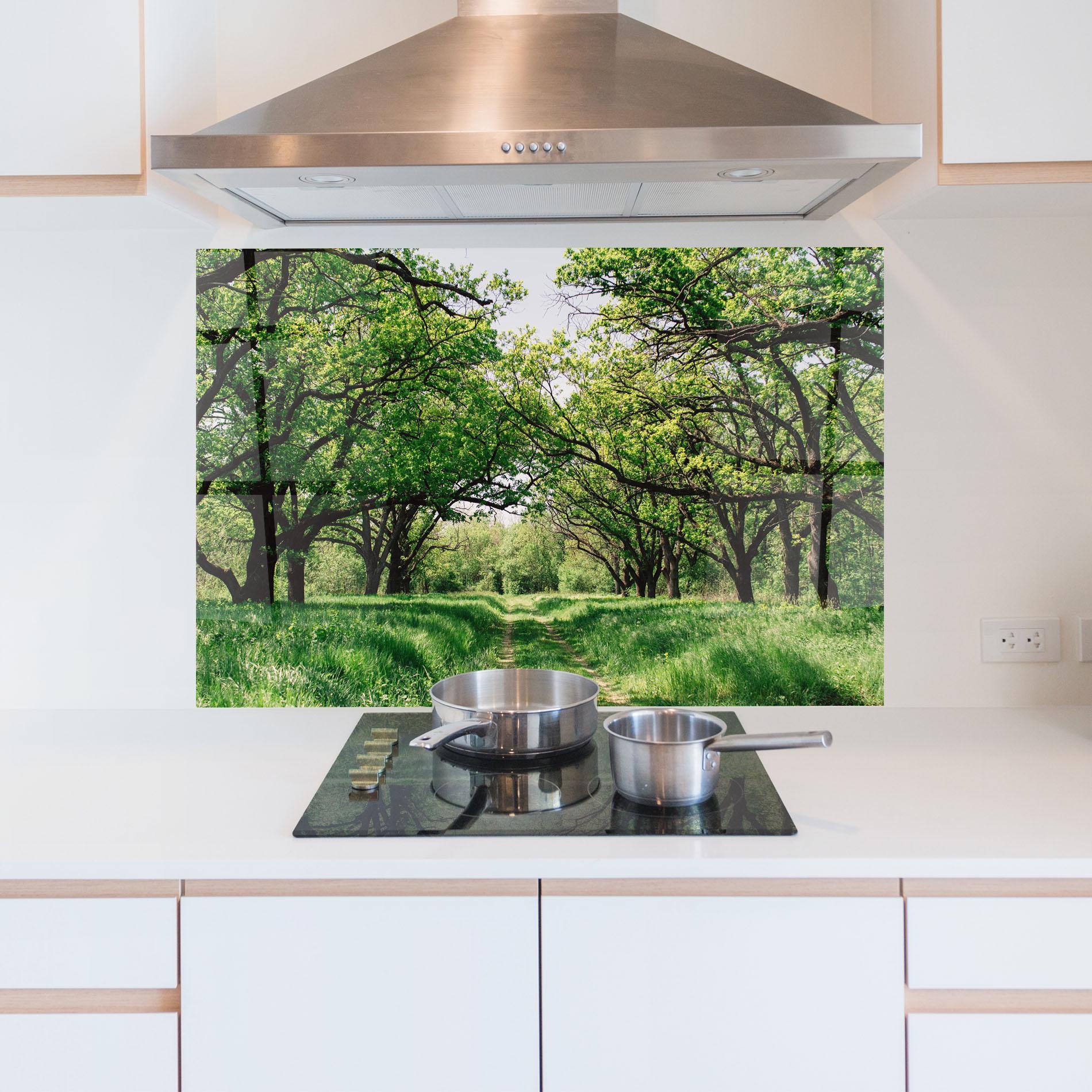 Panou Sticla Bucatarie Forest Green Path mockup 5