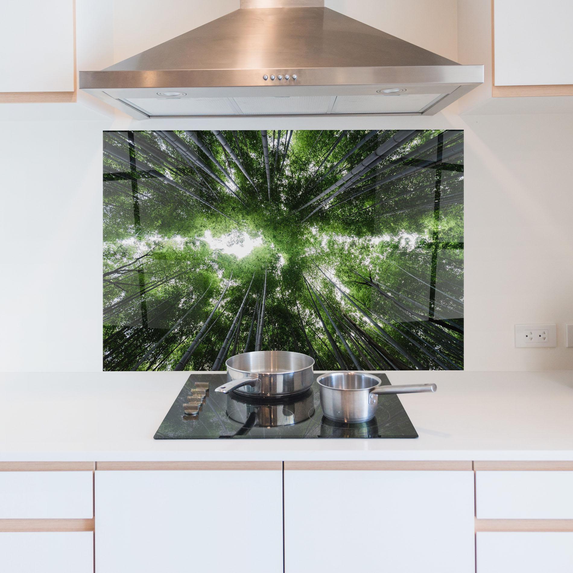 Panou Sticla Bucatarie Green Trees Forest mockup 5