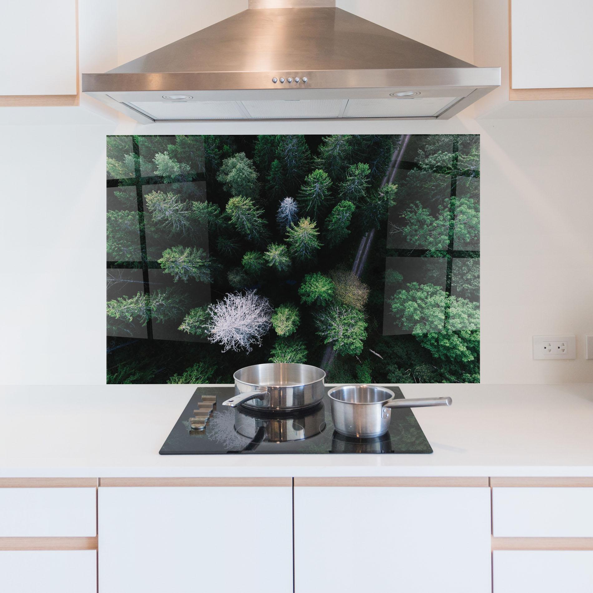 Panou Sticla Bucatarie Green Trees Road mockup 5