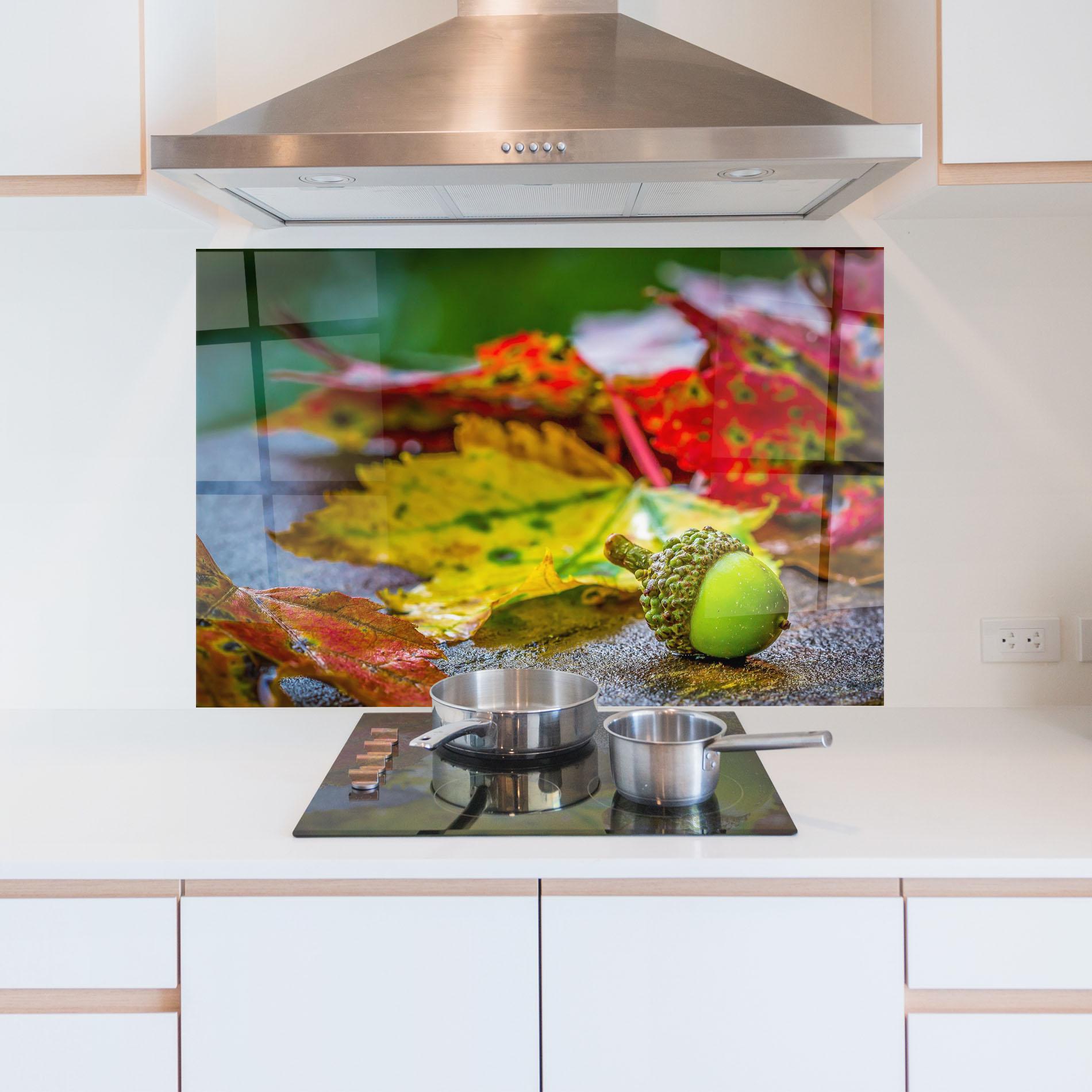 Panou Sticla Bucatarie Leaf Color Forest mockup 5