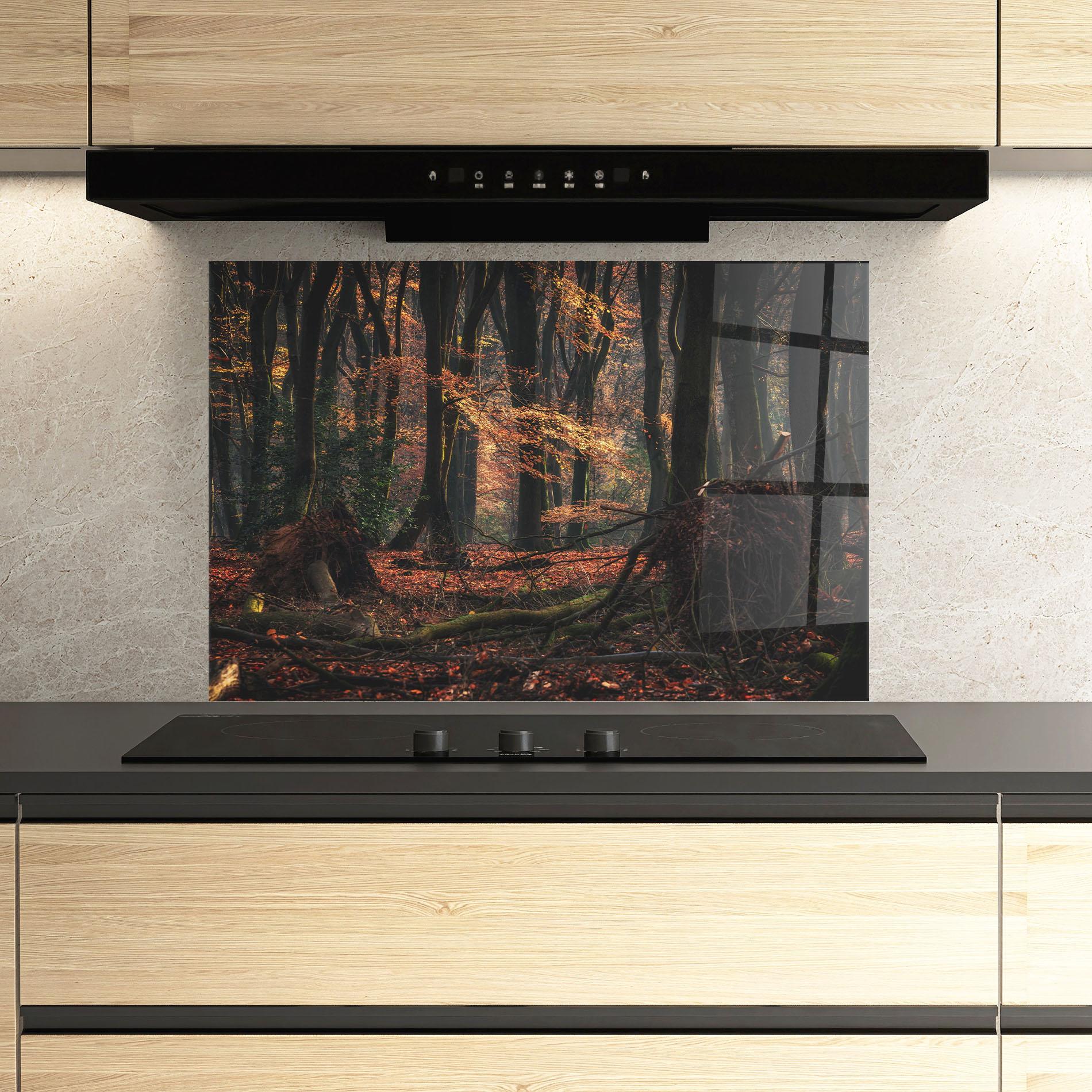 Panou Sticla Bucatarie Autumn Forest Trees mockup 3