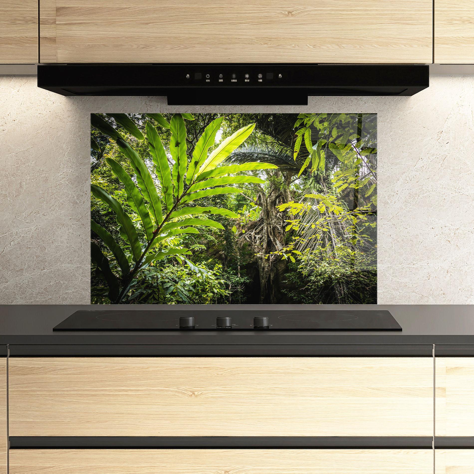 Panou Sticla Bucatarie Big Leaf Forest mockup 3