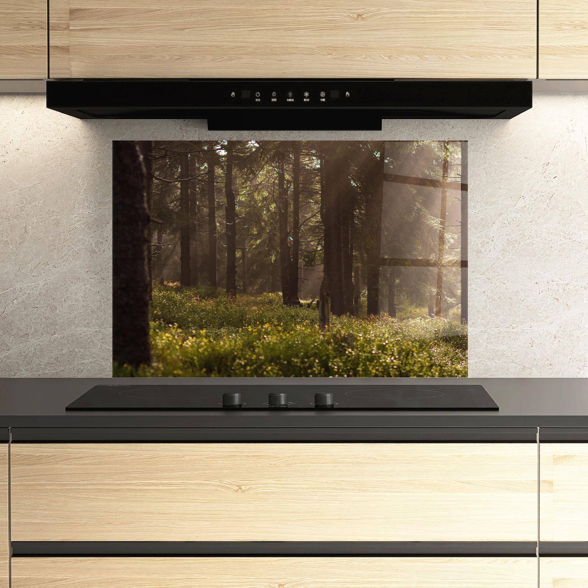 Panou Sticla Bucatarie Daylight Forest mockup 3