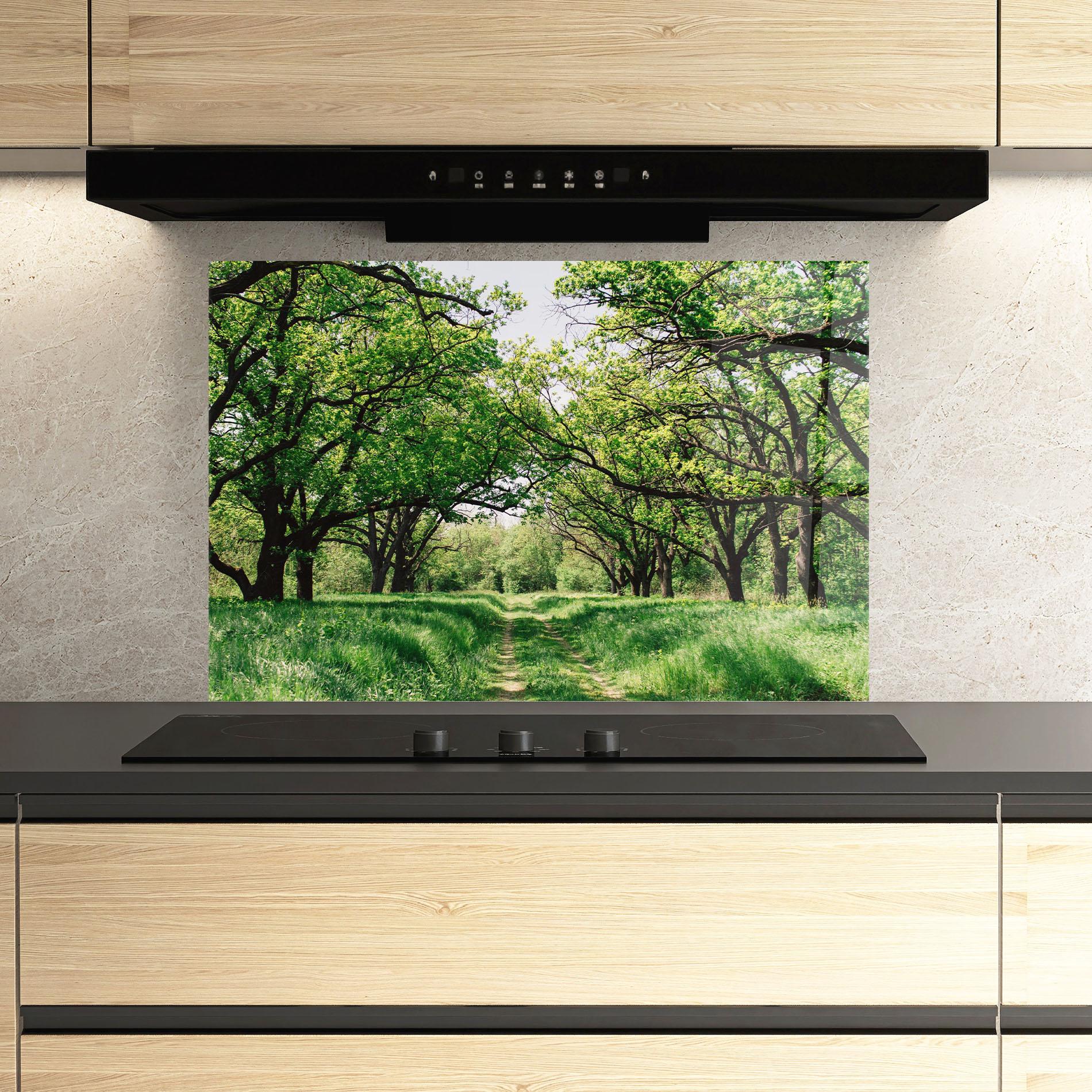 Panou Sticla Bucatarie Forest Green Path mockup 3