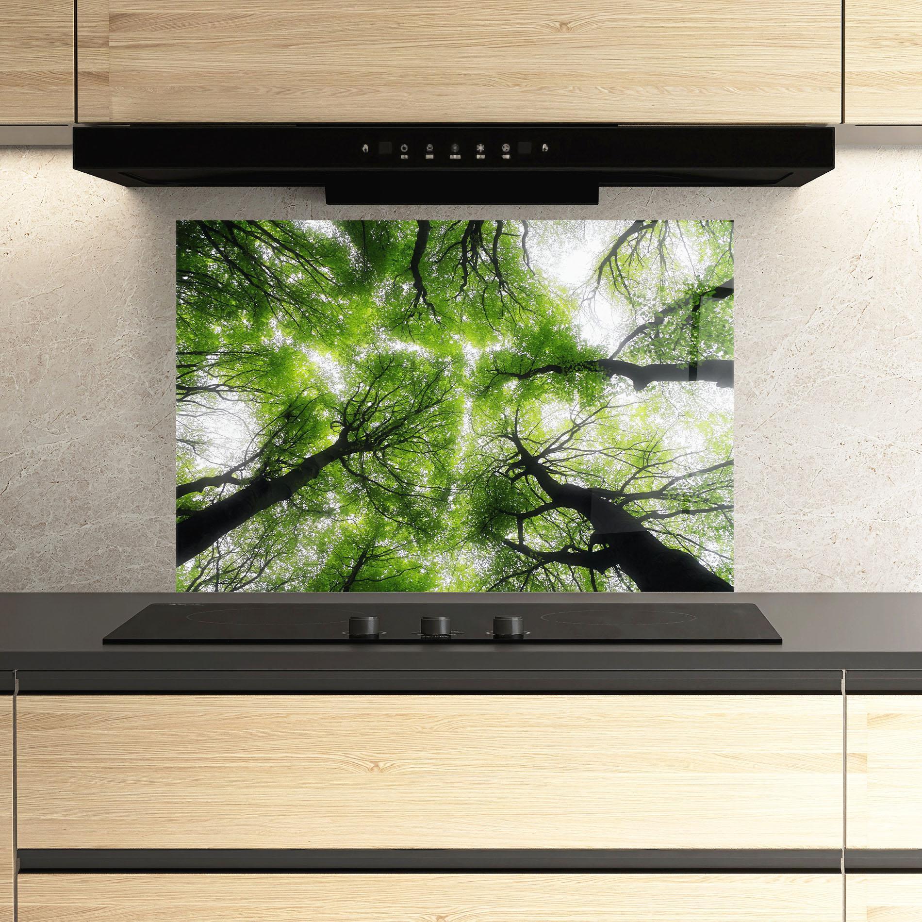 Panou Sticla Bucatarie Forest Green Tree mockup 3