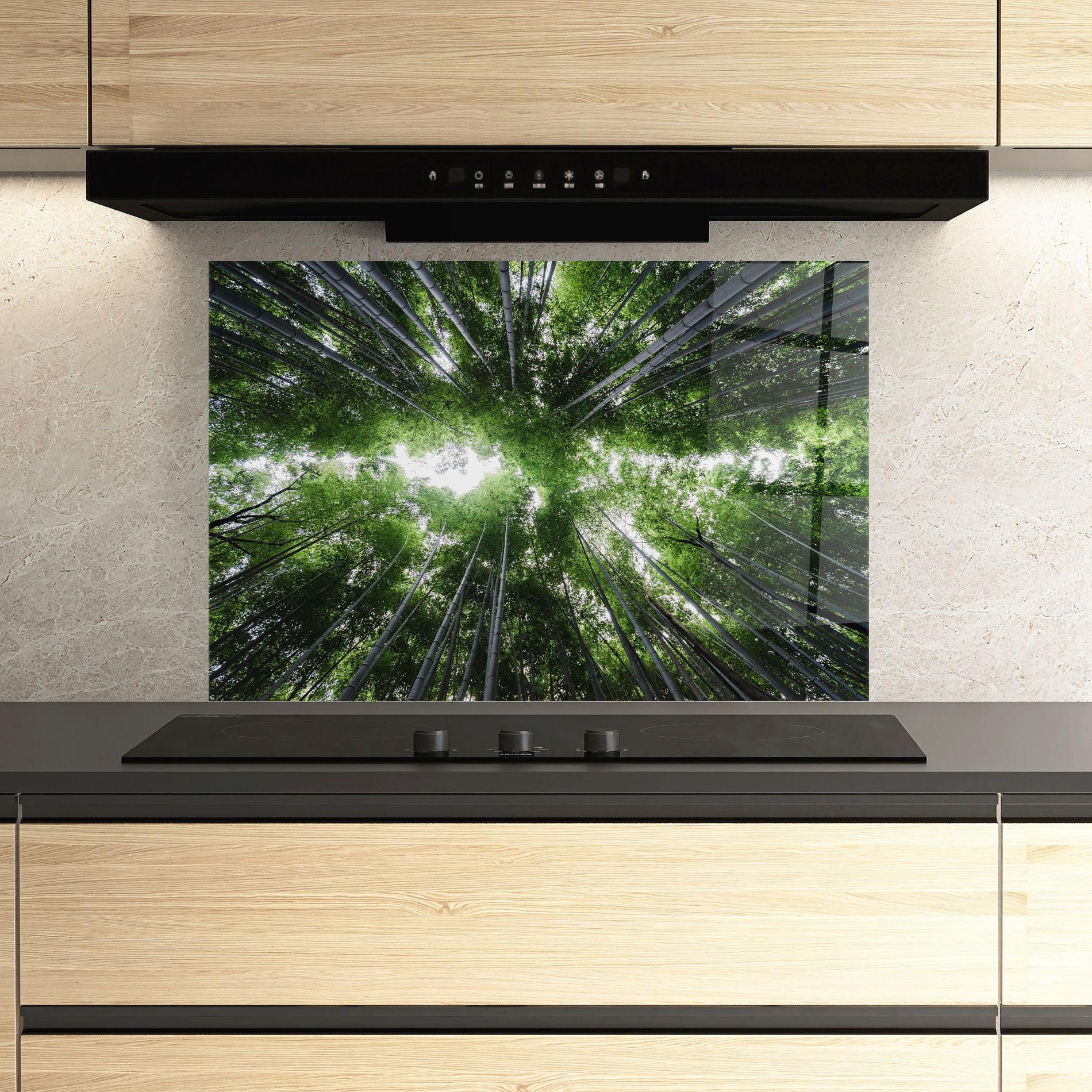 Panou Sticla Bucatarie Green Trees Forest mockup 3