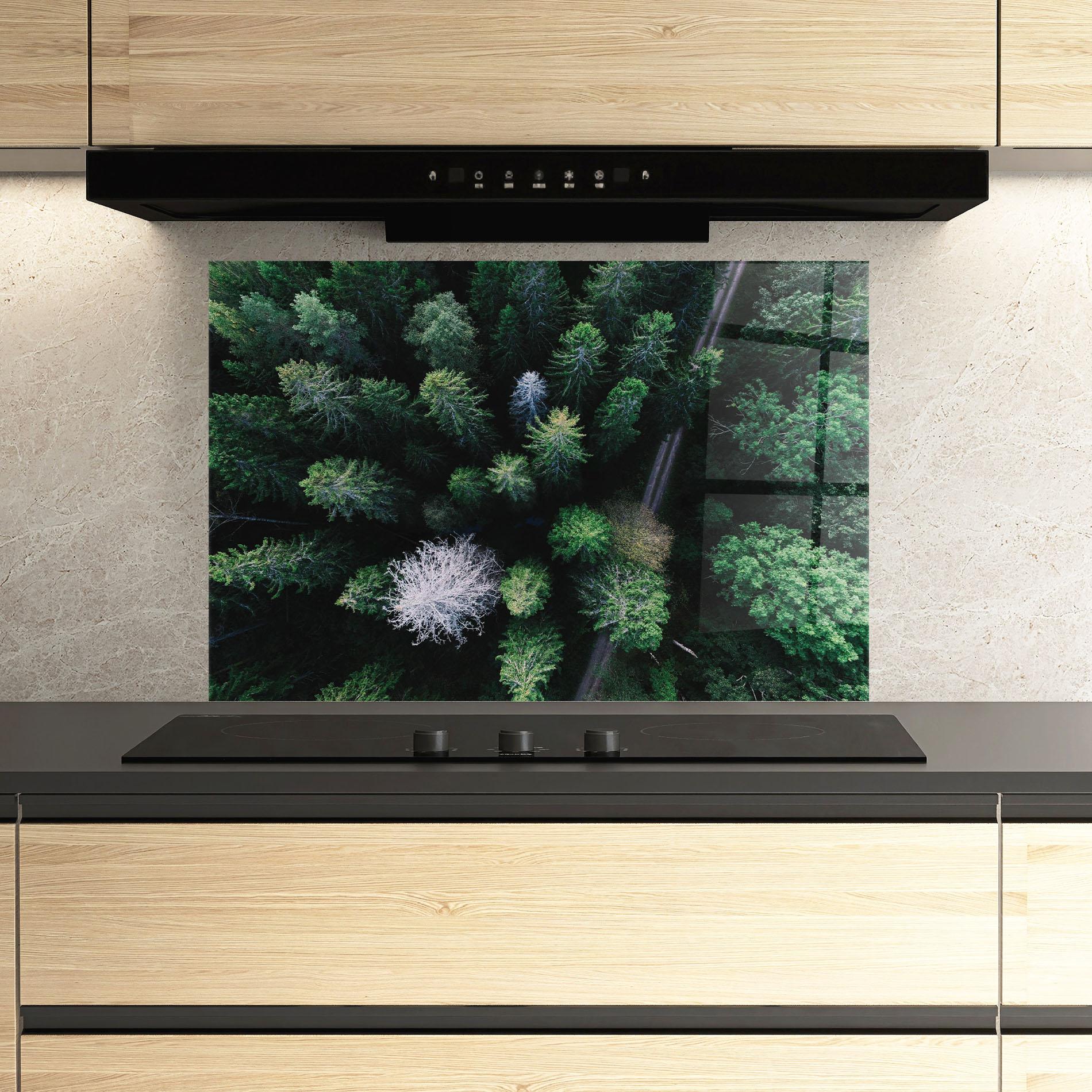 Panou Sticla Bucatarie Green Trees Road mockup 3