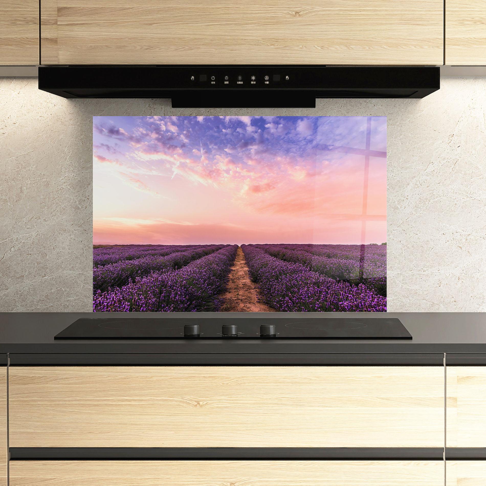 Panou Sticla Bucatarie Lavender Field mockup 3