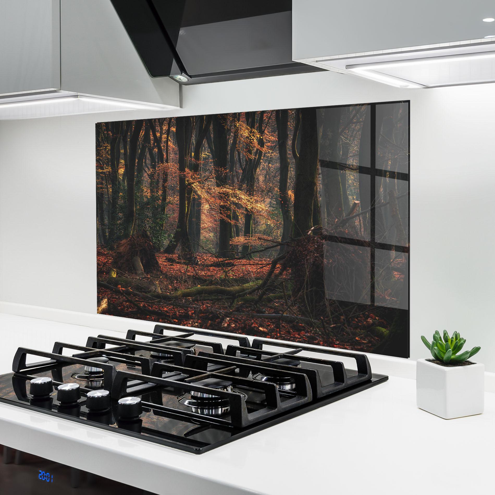 Panou Sticla Bucatarie Autumn Forest Trees mockup 6