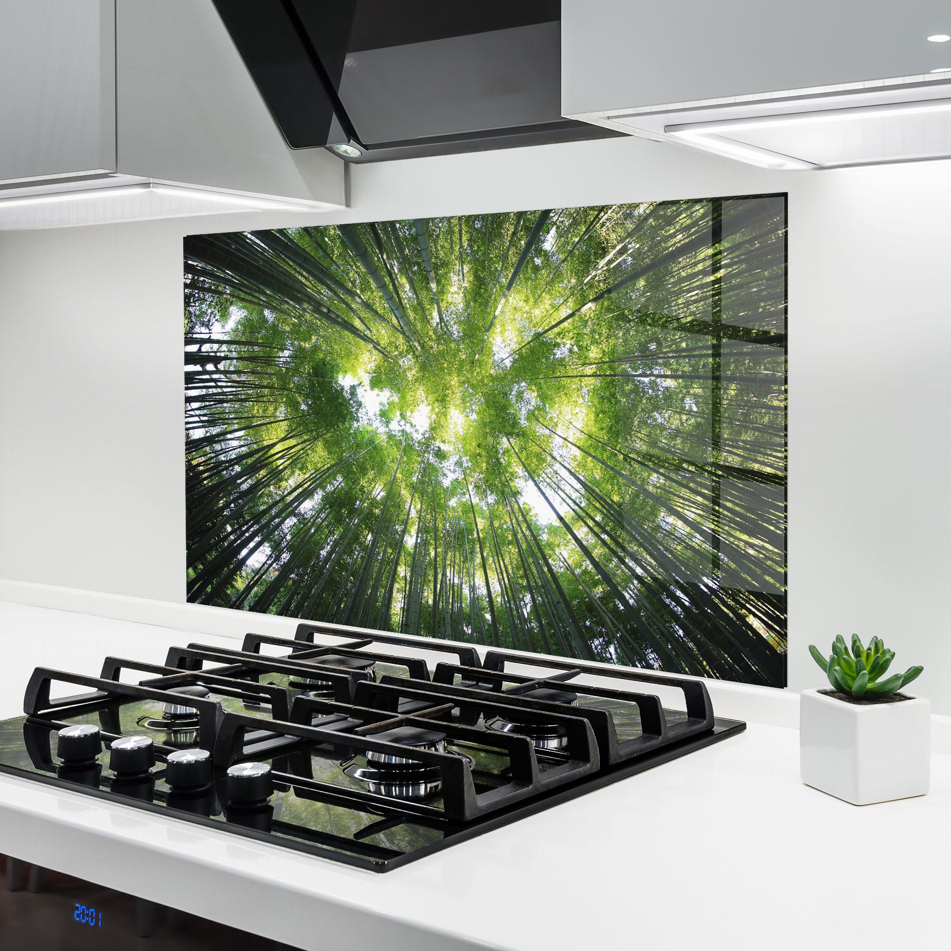 Panou Sticla Bucatarie Big Trees Morning mockup 6