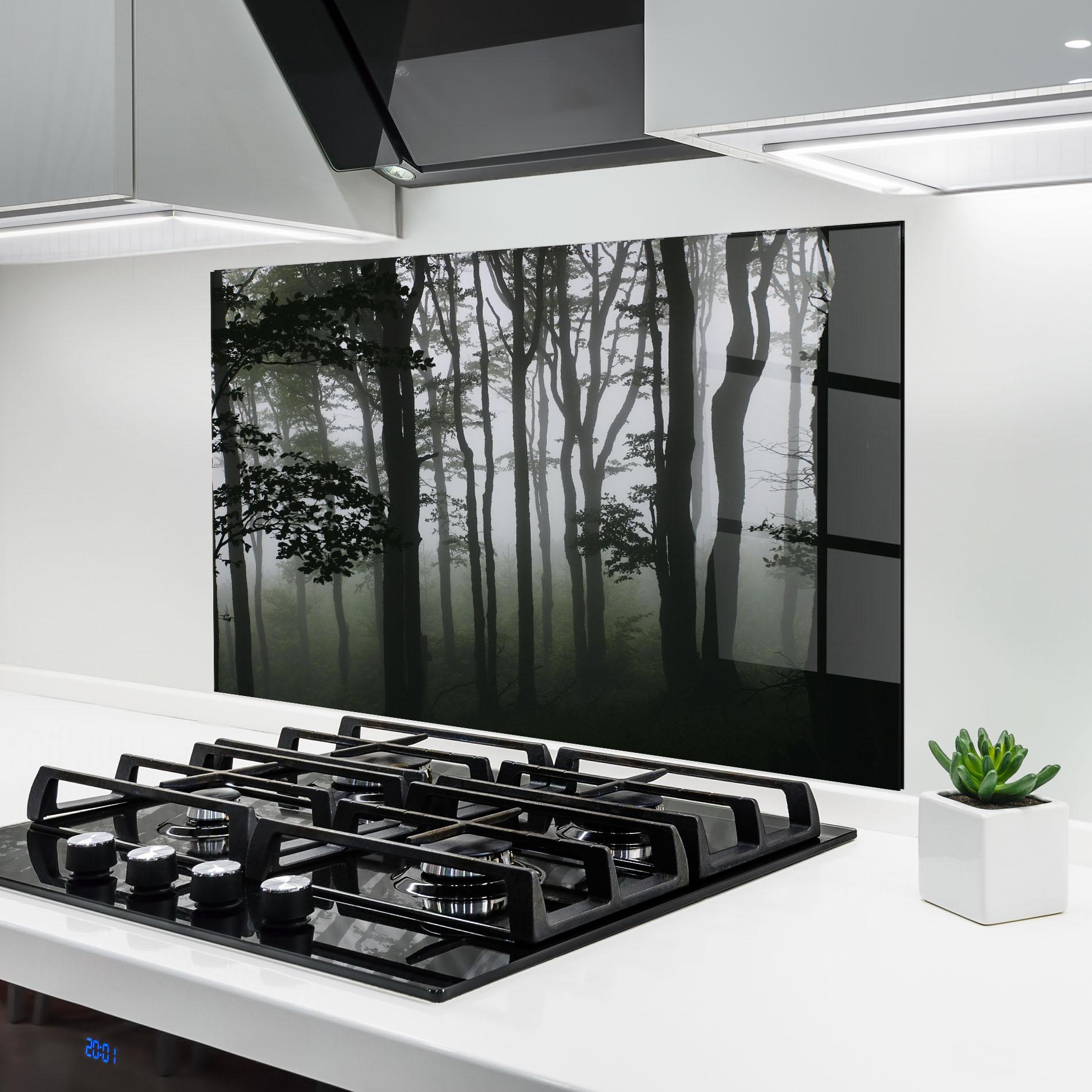 Panou Sticla Bucatarie Foggy Black Tree mockup 6