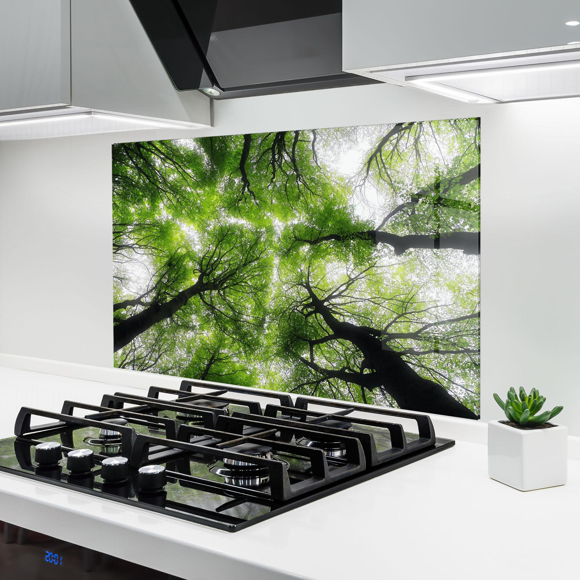 Panou Sticla Bucatarie Forest Green Tree mockup 6