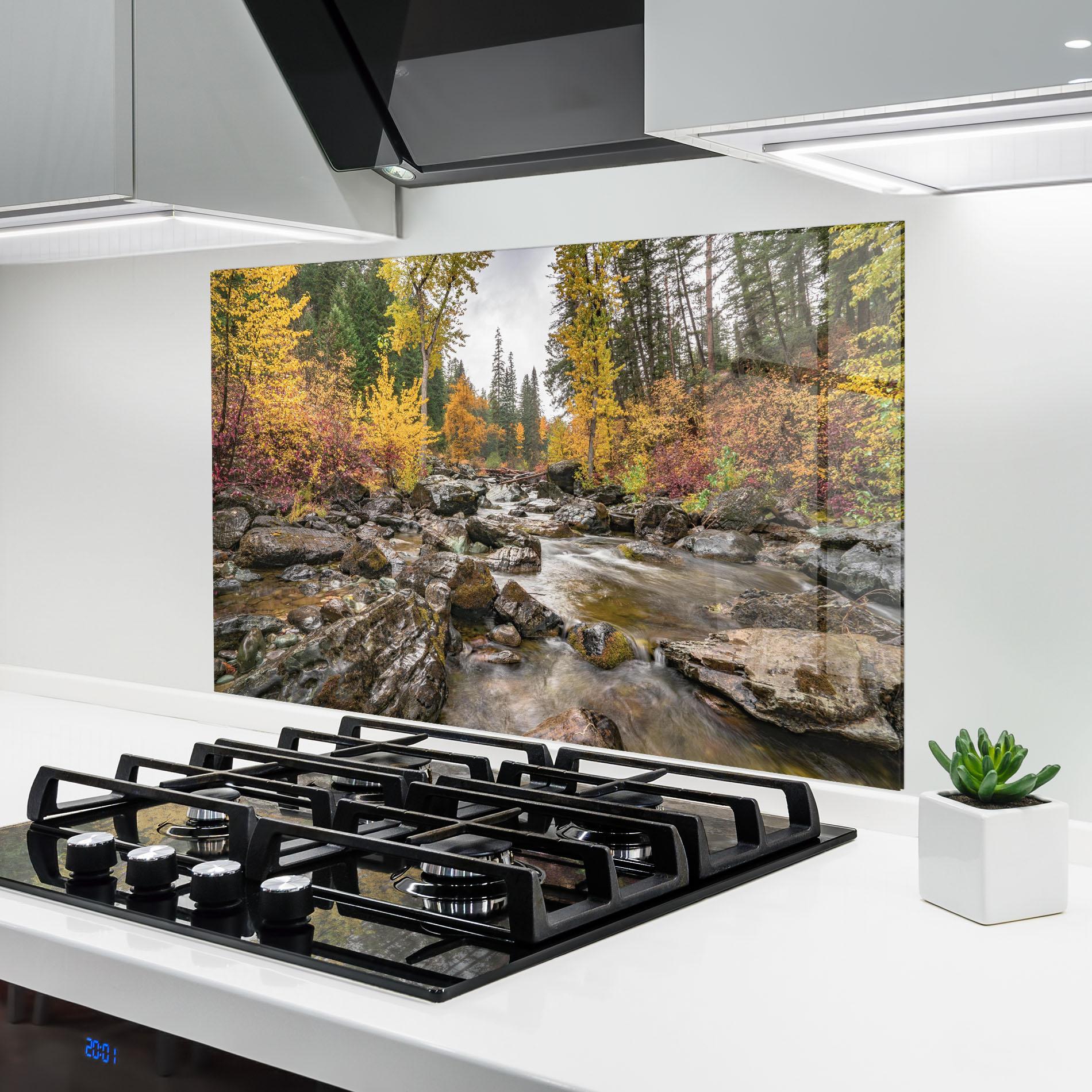 Panou Sticla Bucatarie Forest Lake Rocks mockup 6