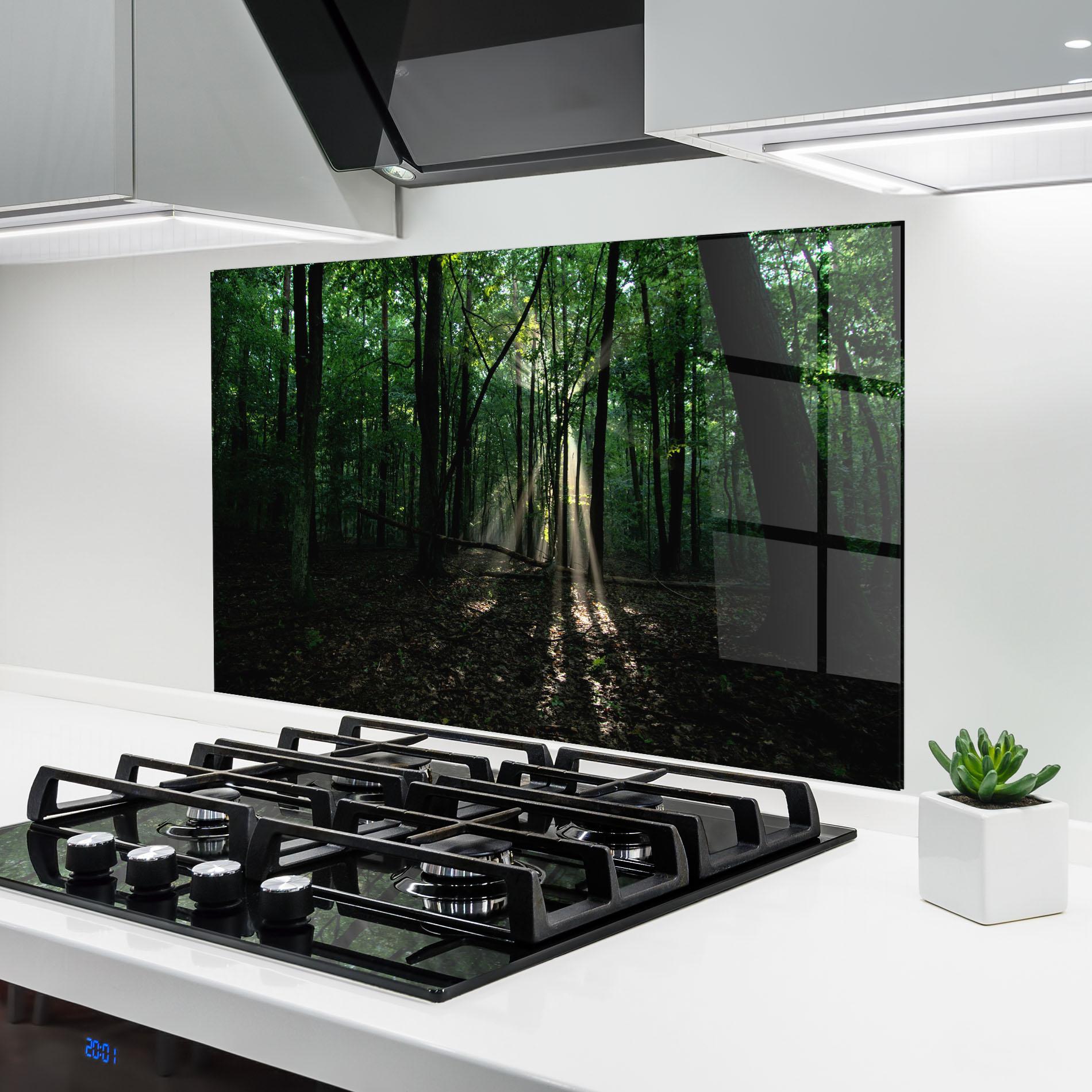 Panou Sticla Bucatarie Forest Sun Light mockup 6
