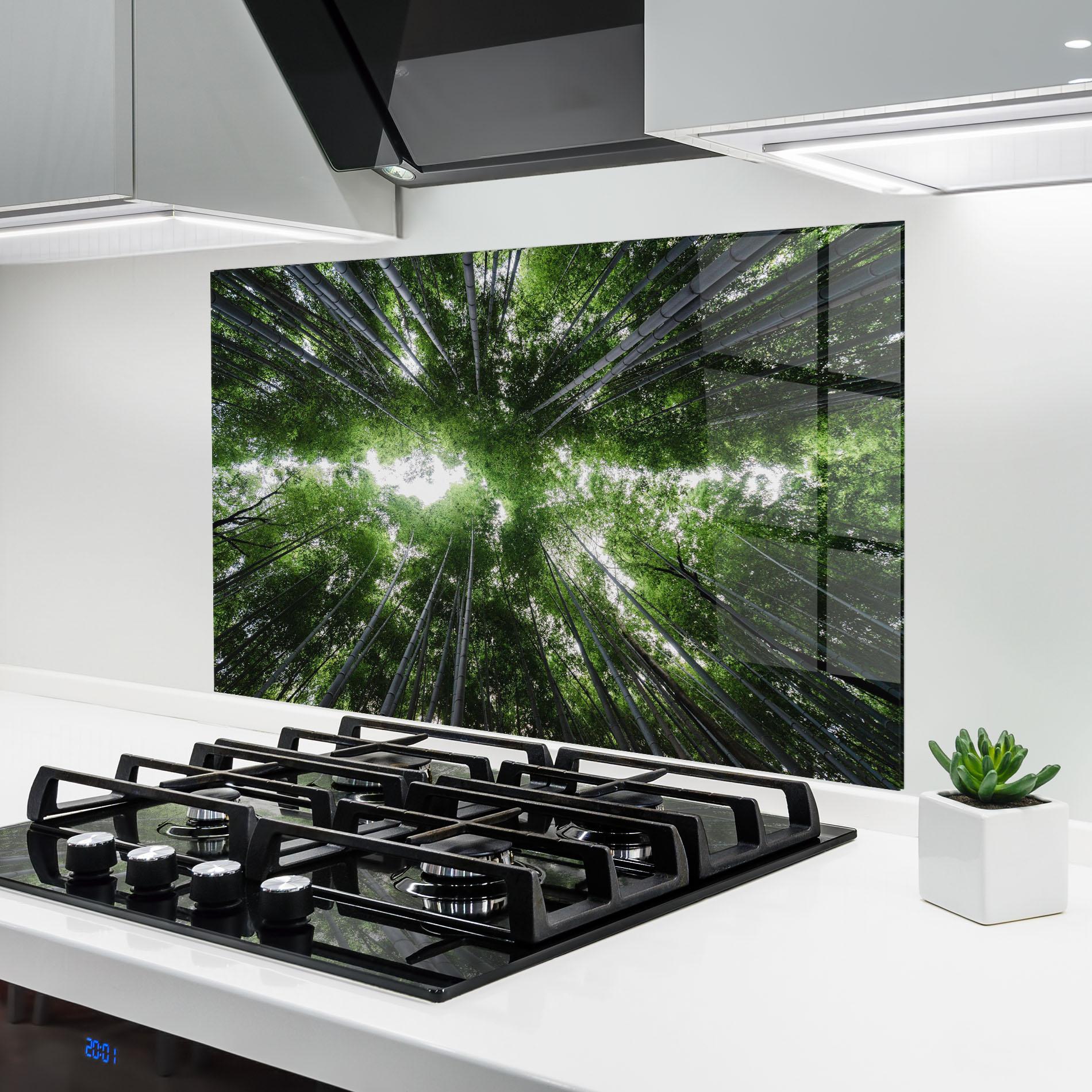 Panou Sticla Bucatarie Green Trees Forest mockup 6