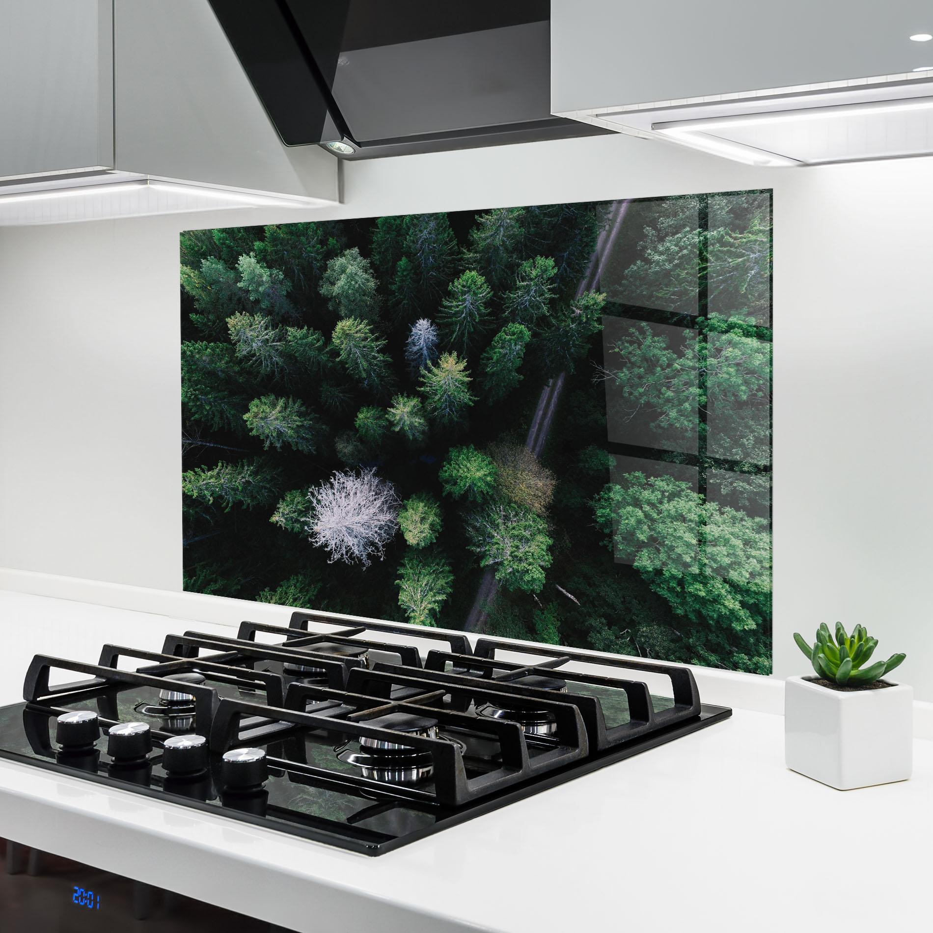 Panou Sticla Bucatarie Green Trees Road mockup 6