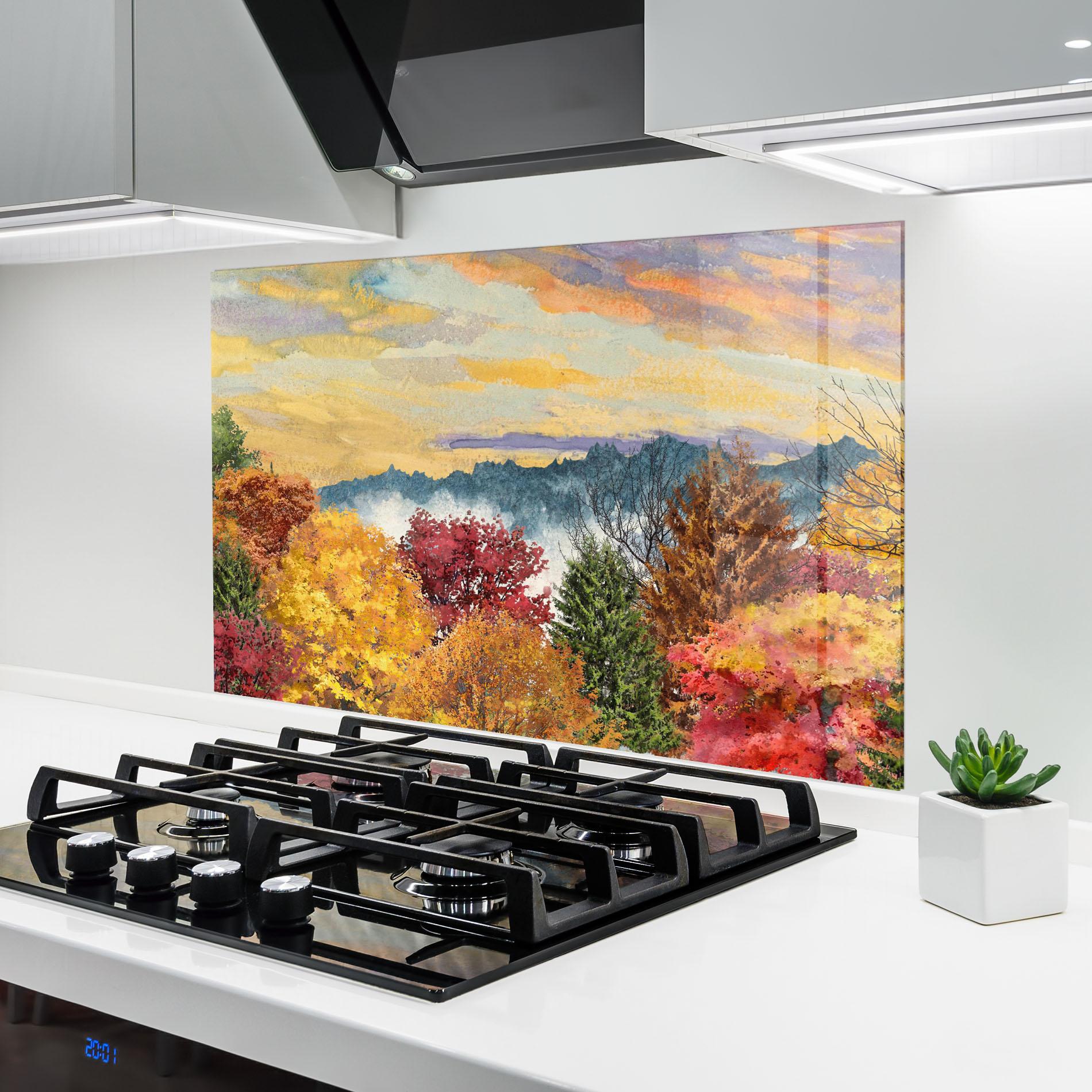 Panou Sticla Bucatarie Mix Color Trees mockup 6