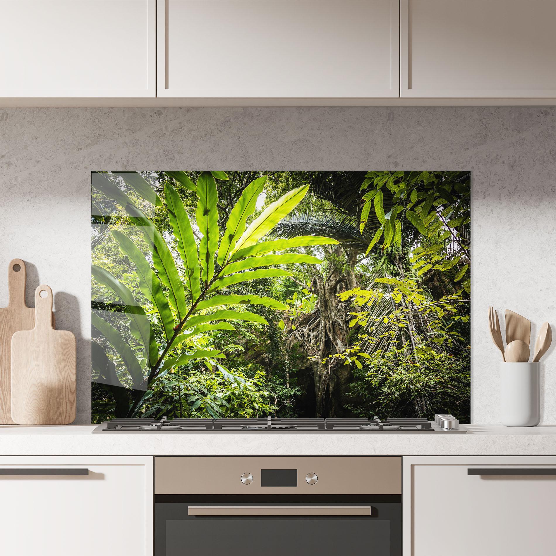 Panou Sticla Bucatarie Big Leaf Forest mockup 7