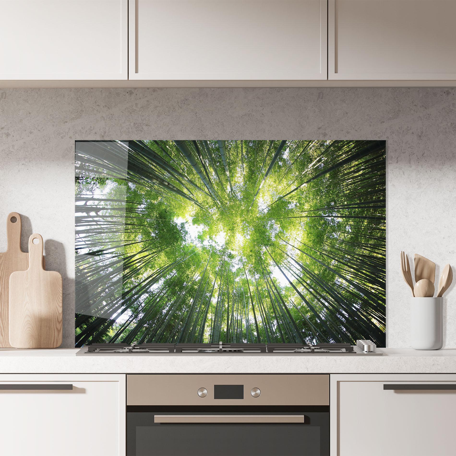 Panou Sticla Bucatarie Big Trees Morning mockup 7