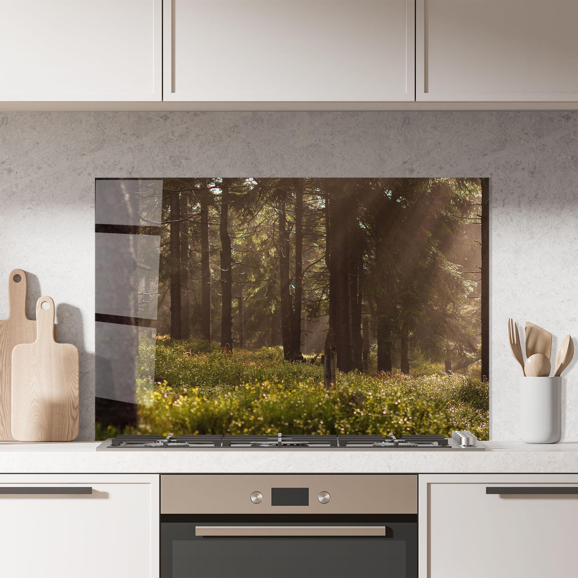 Panou Sticla Bucatarie Daylight Forest mockup 7