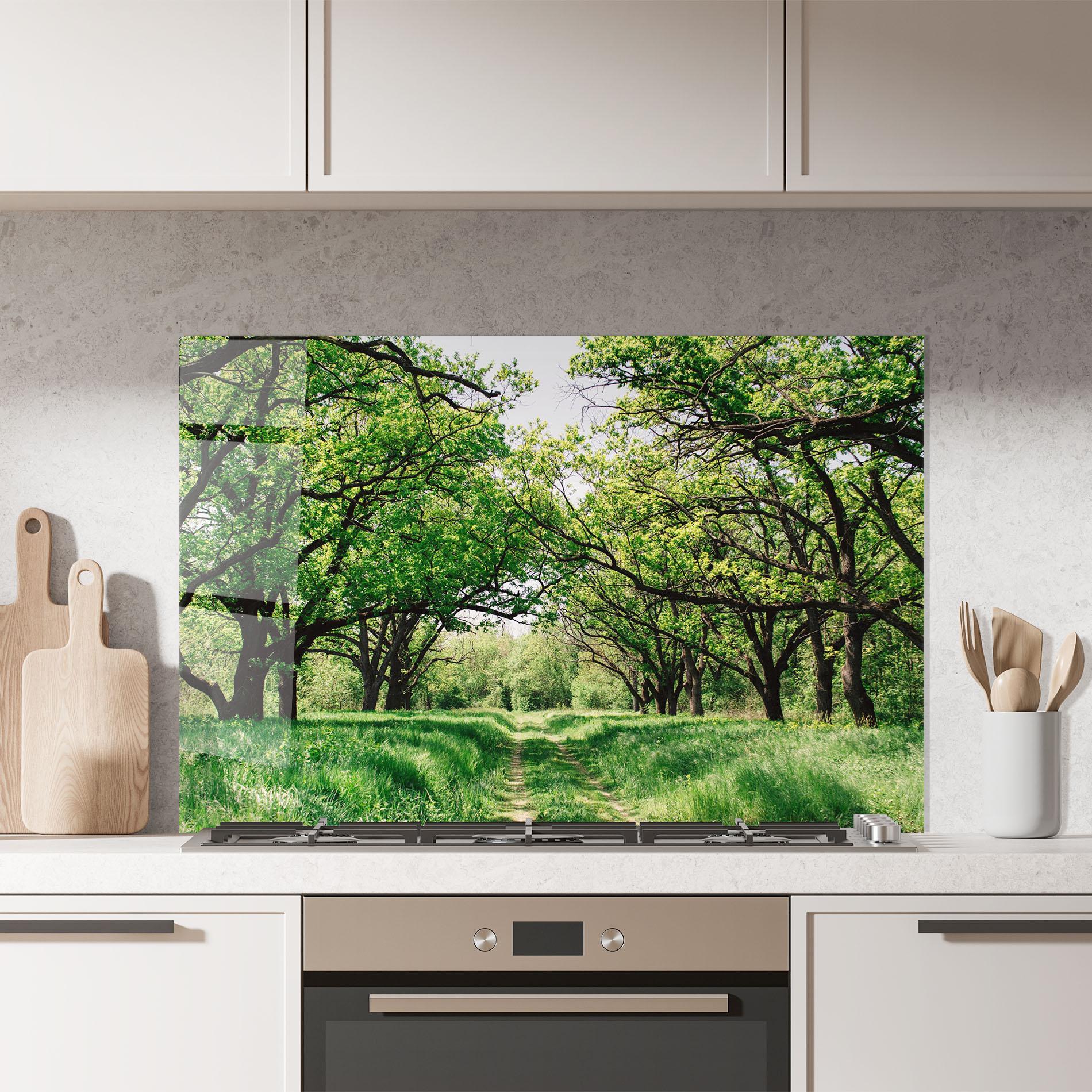 Panou Sticla Bucatarie Forest Green Path mockup 7