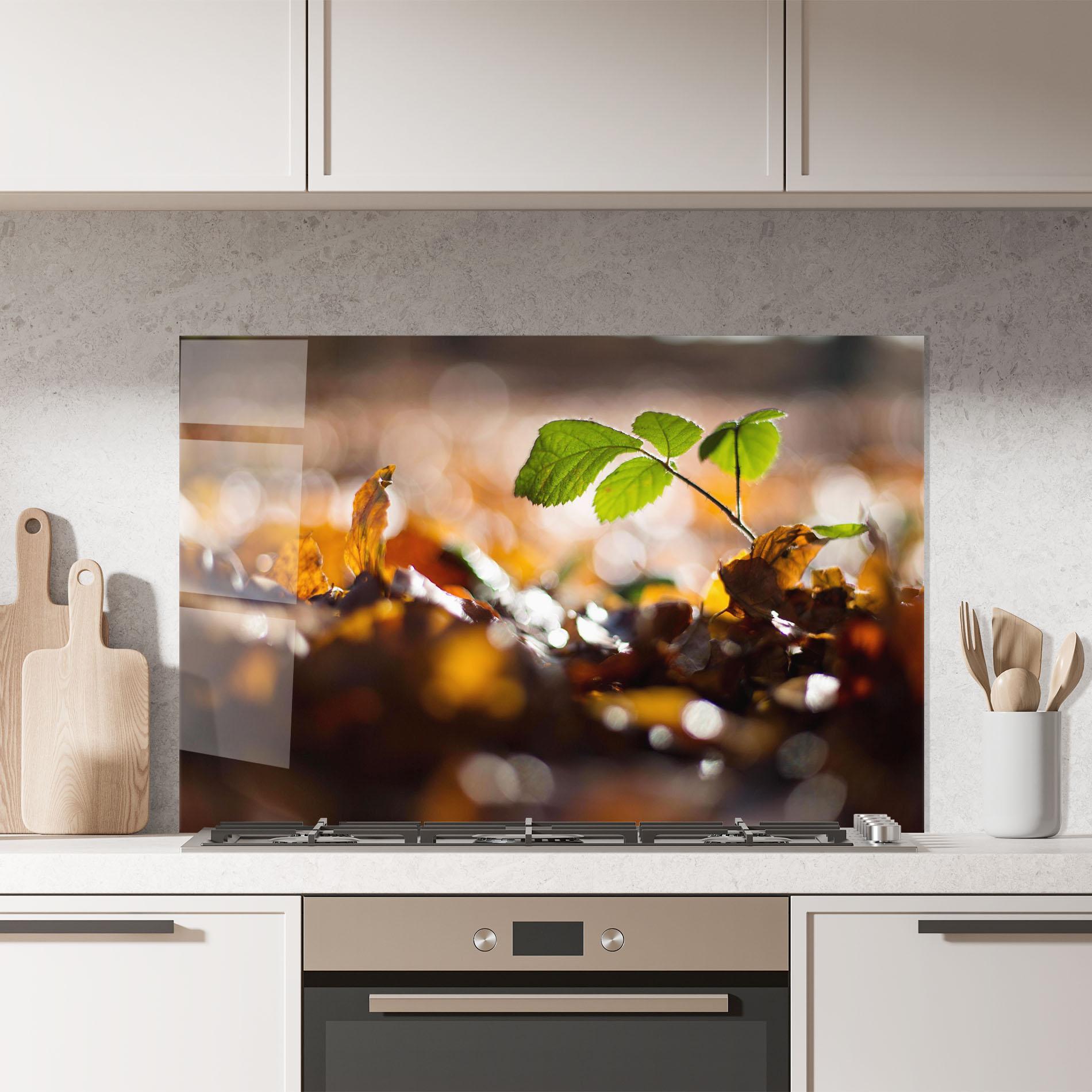 Panou Sticla Bucatarie Green Leaf Autumn mockup 7